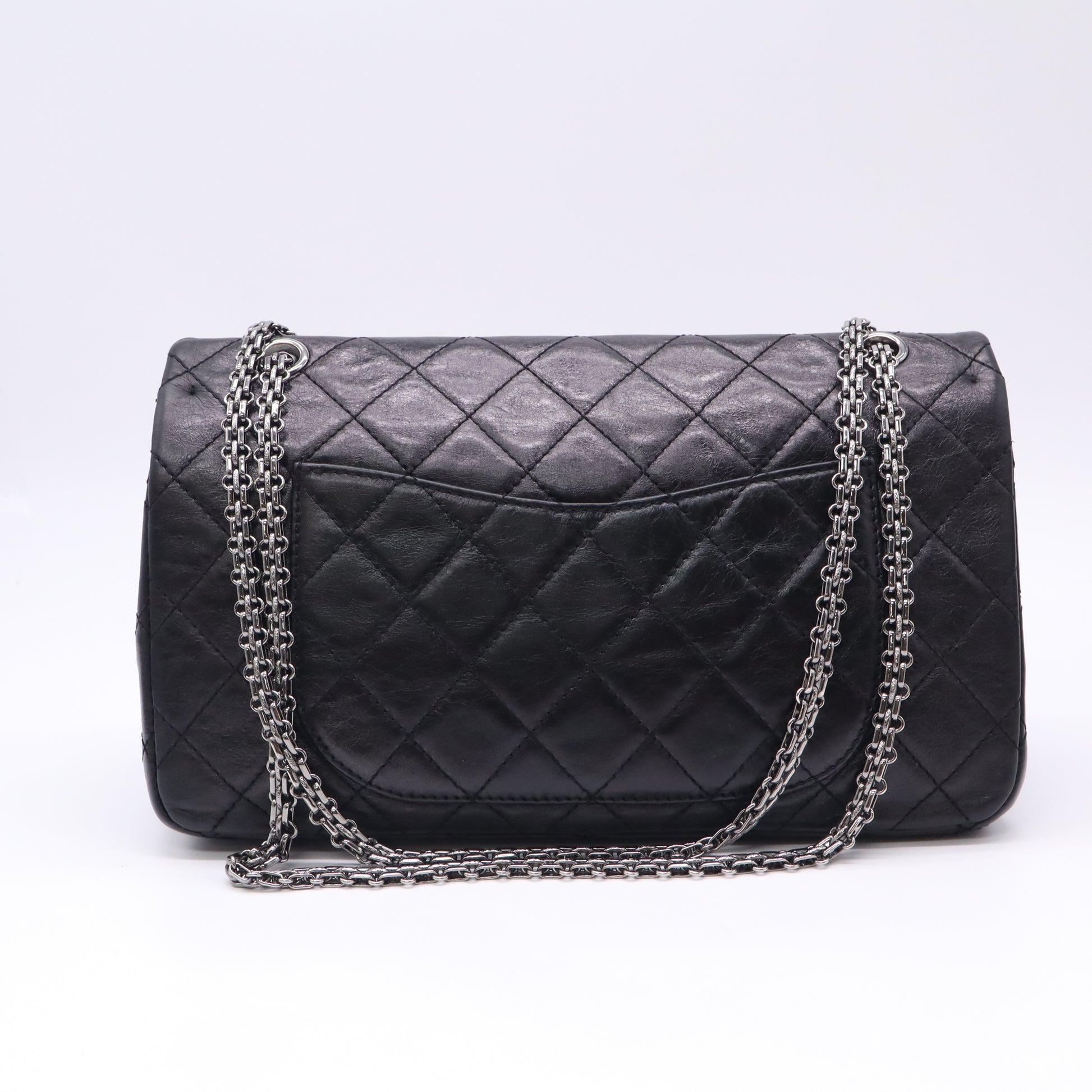 Black 2.55 Reissue Quilted Crinkled Calfskin Leather 226 Flap Bag B23451