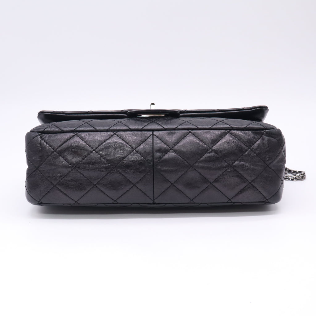 Black 2.55 Reissue Quilted Crinkled Calfskin Leather 226 Flap Bag B23451