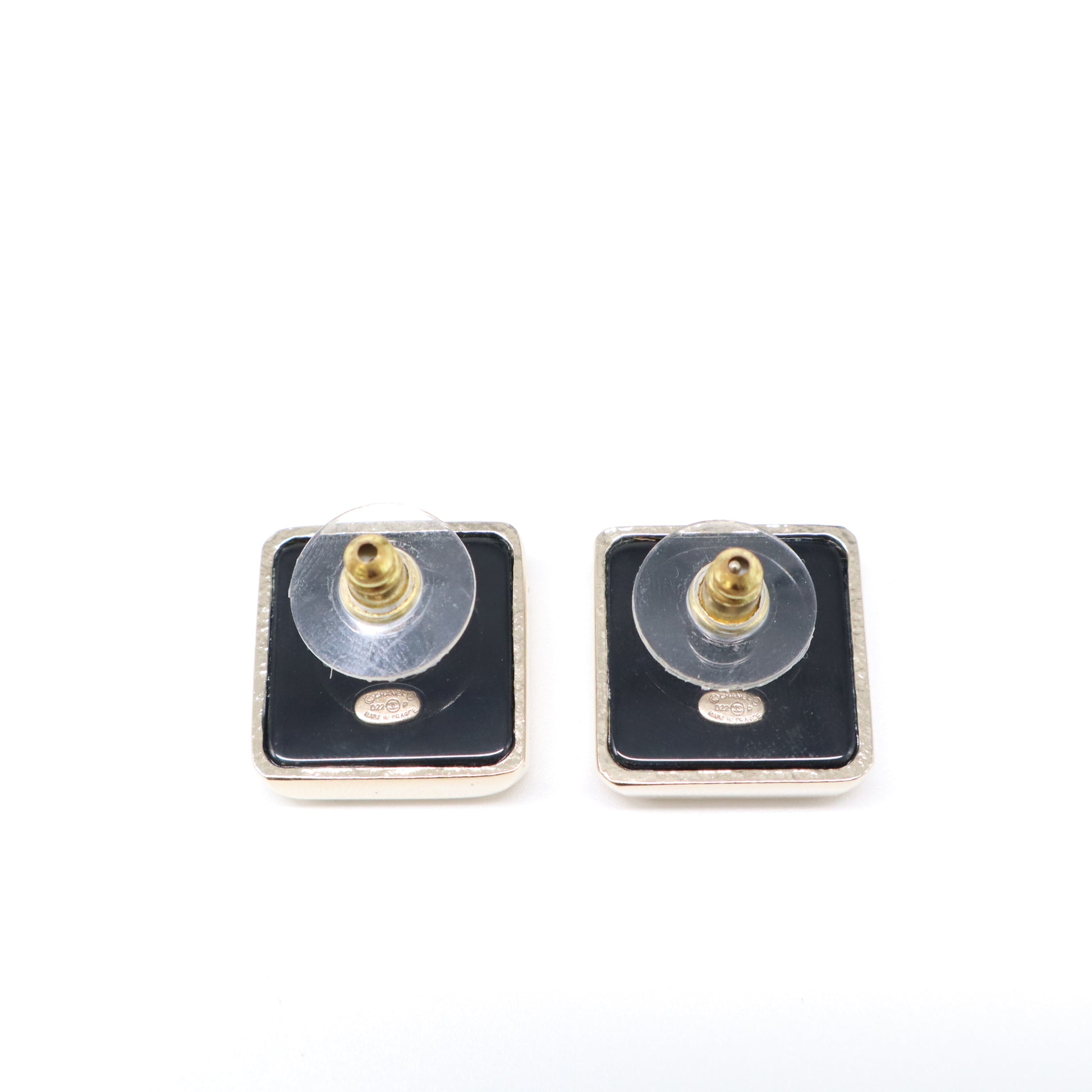 Chanel CC Stud Square Metal With Crystals Earrings Twins W21541