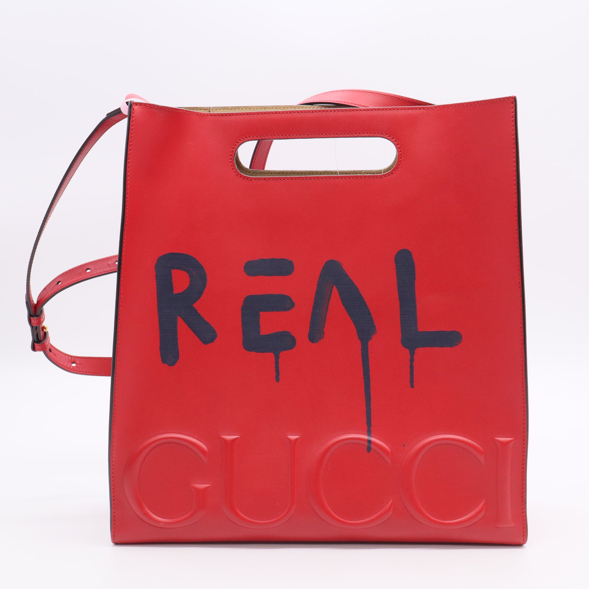 Red and Black Leather Graffiti Ghost Tote Crossbody Bag TWINS LDJ3089