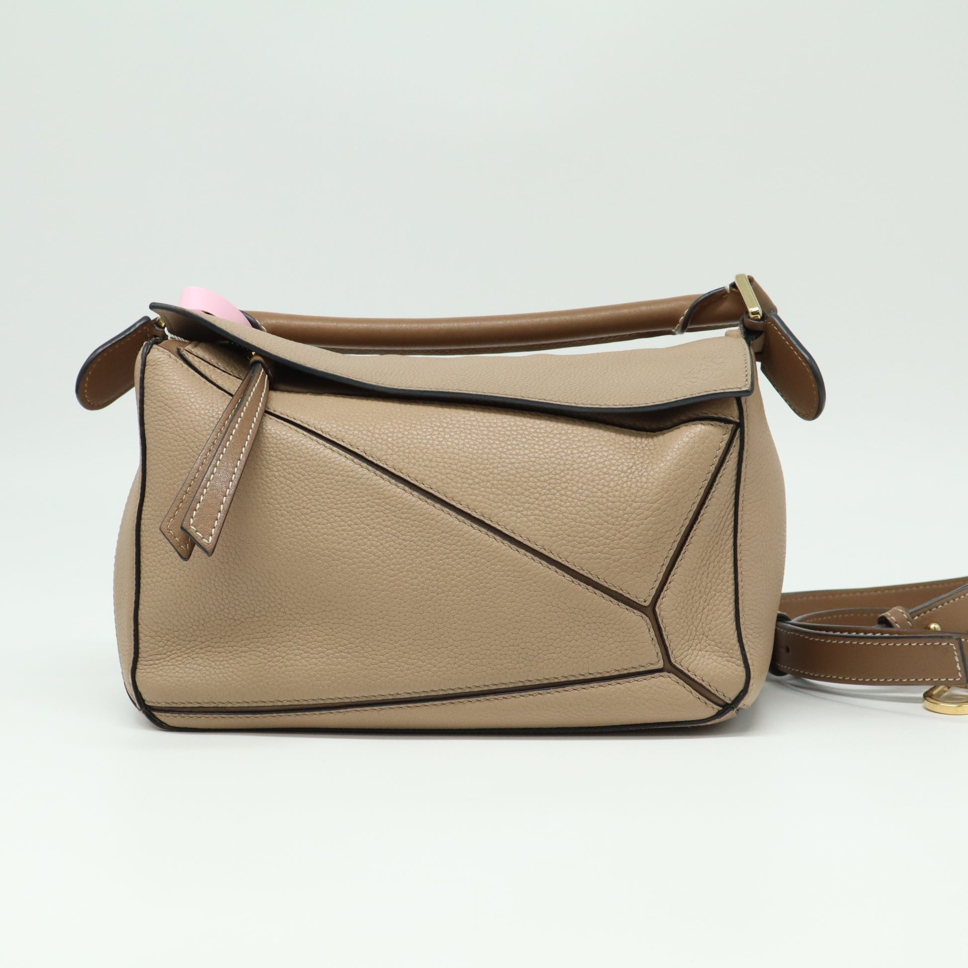 Loewe Grained Calfskin Small Puzzle Bag Sand Mink twins LDJ4482