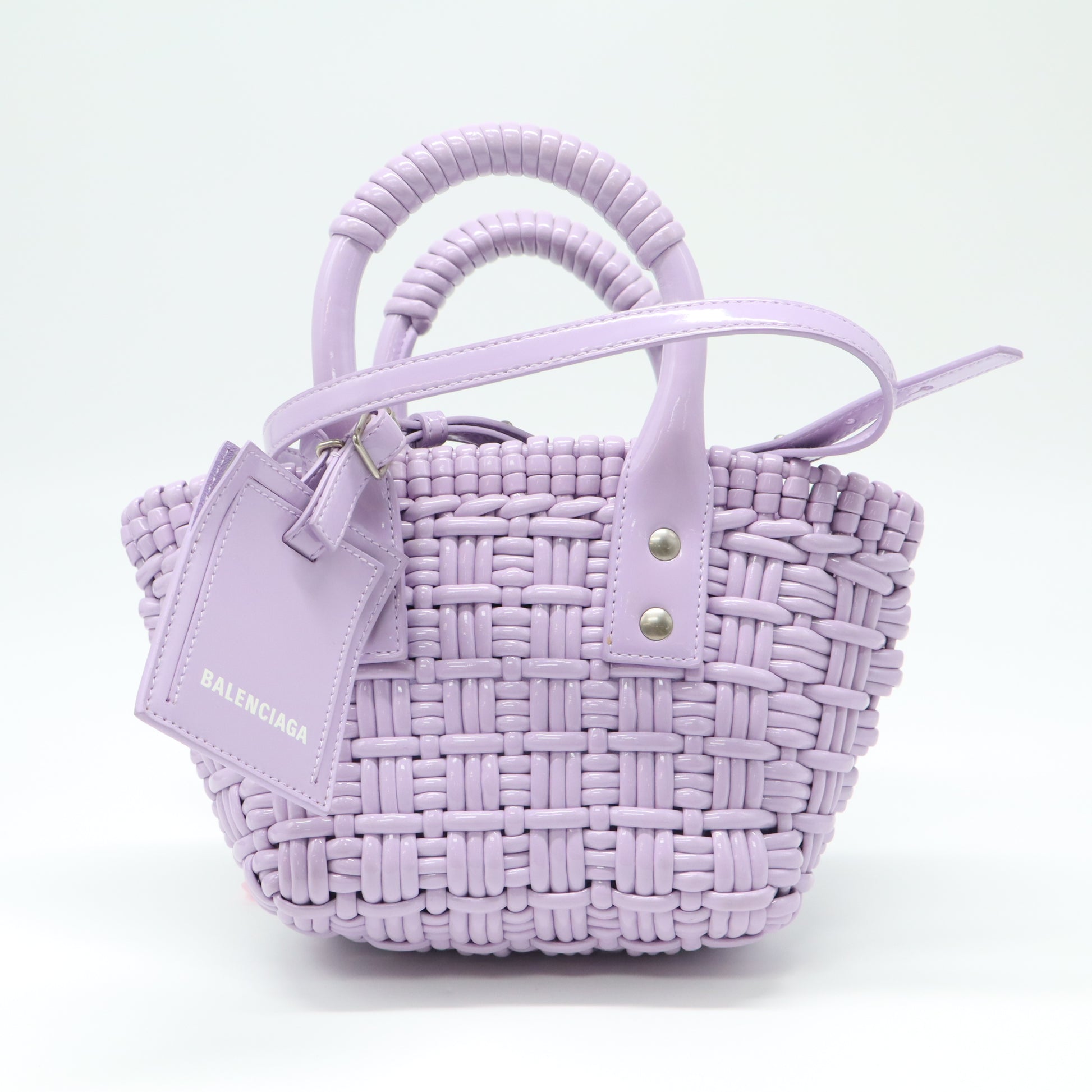 Balenciaga Recycled Nylon Faux Calfskin Bistro Basket Cyan Lavender twins LDJ4478