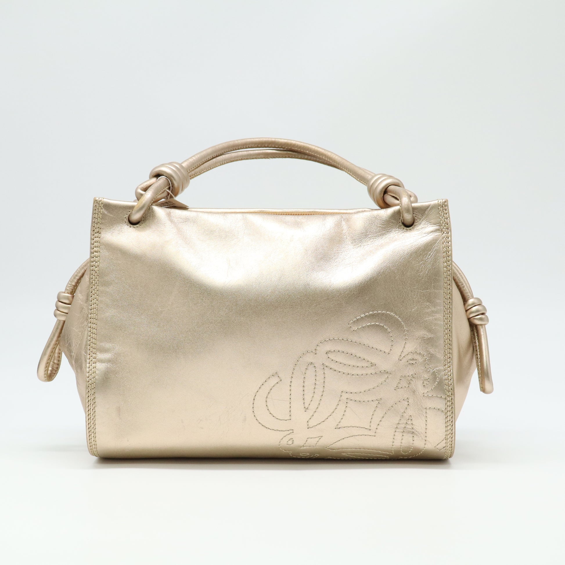 Loewe Metallic Calfskin Mini Chain Flamenco Knot Clutch Gold twins LDJ4481