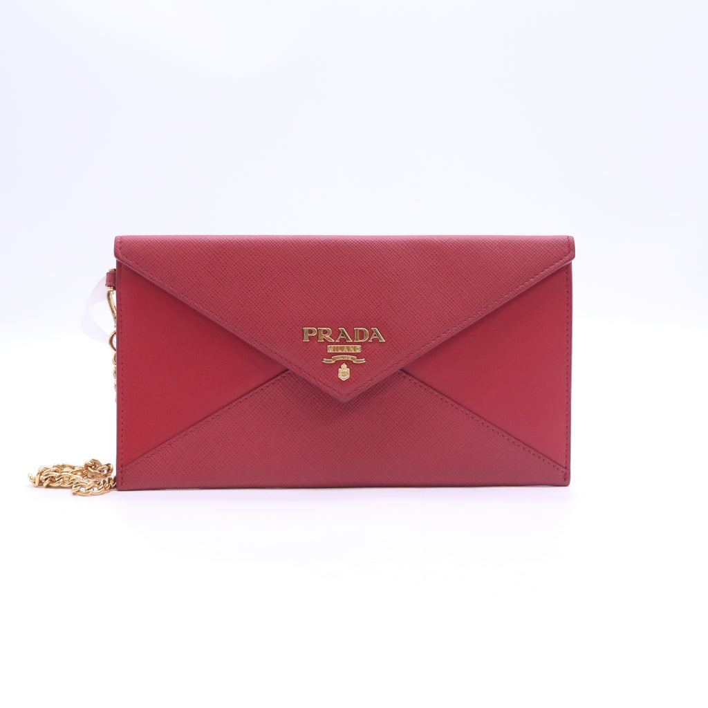 Prada Saffiano Leather Envelope Wallet on Chain W23187