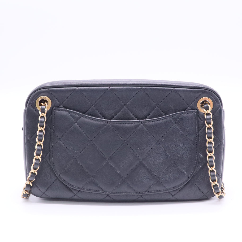 Lambskin Quilted All About Chains Camera Bag Black LDJ2122 twins