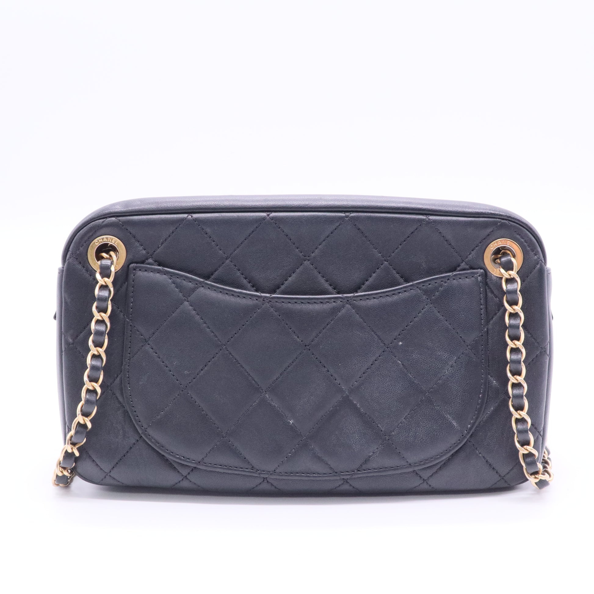 Lambskin Quilted All About Chains Camera Bag Black LDJ2122 twins