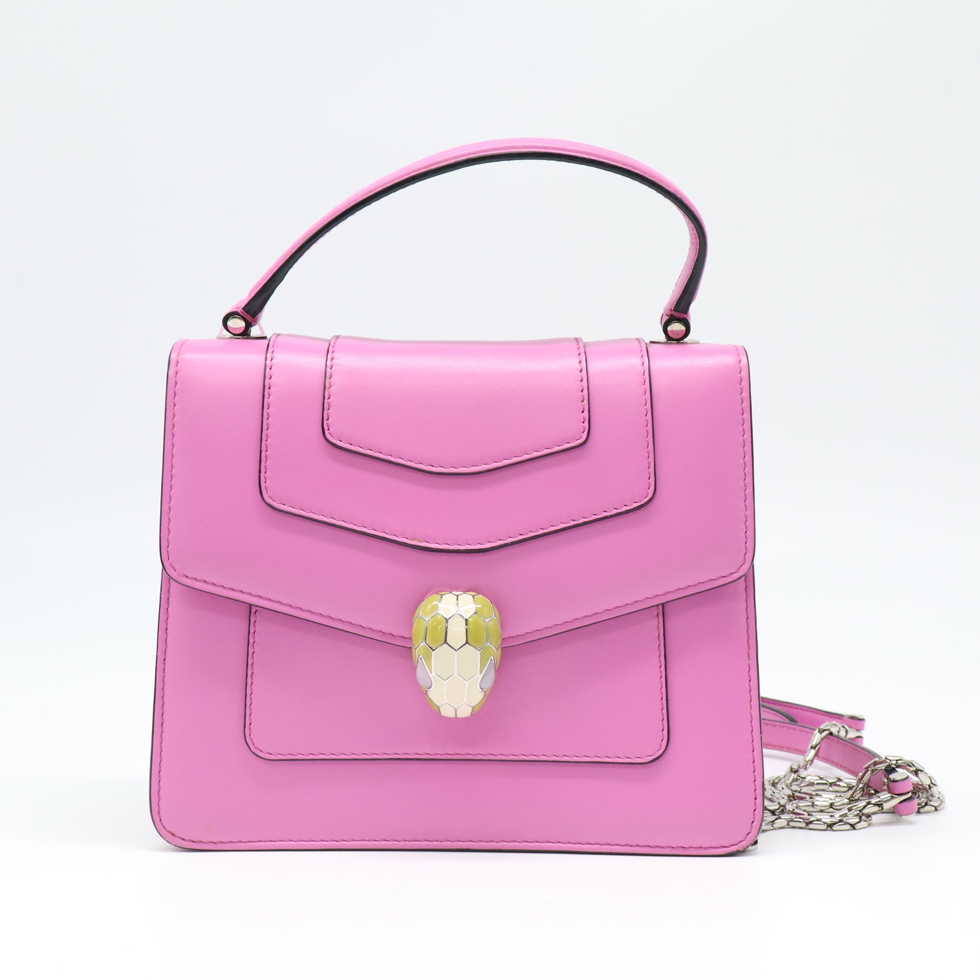 Serpenti Forever Top Handle Bag Leather Small Twins LDJ4496