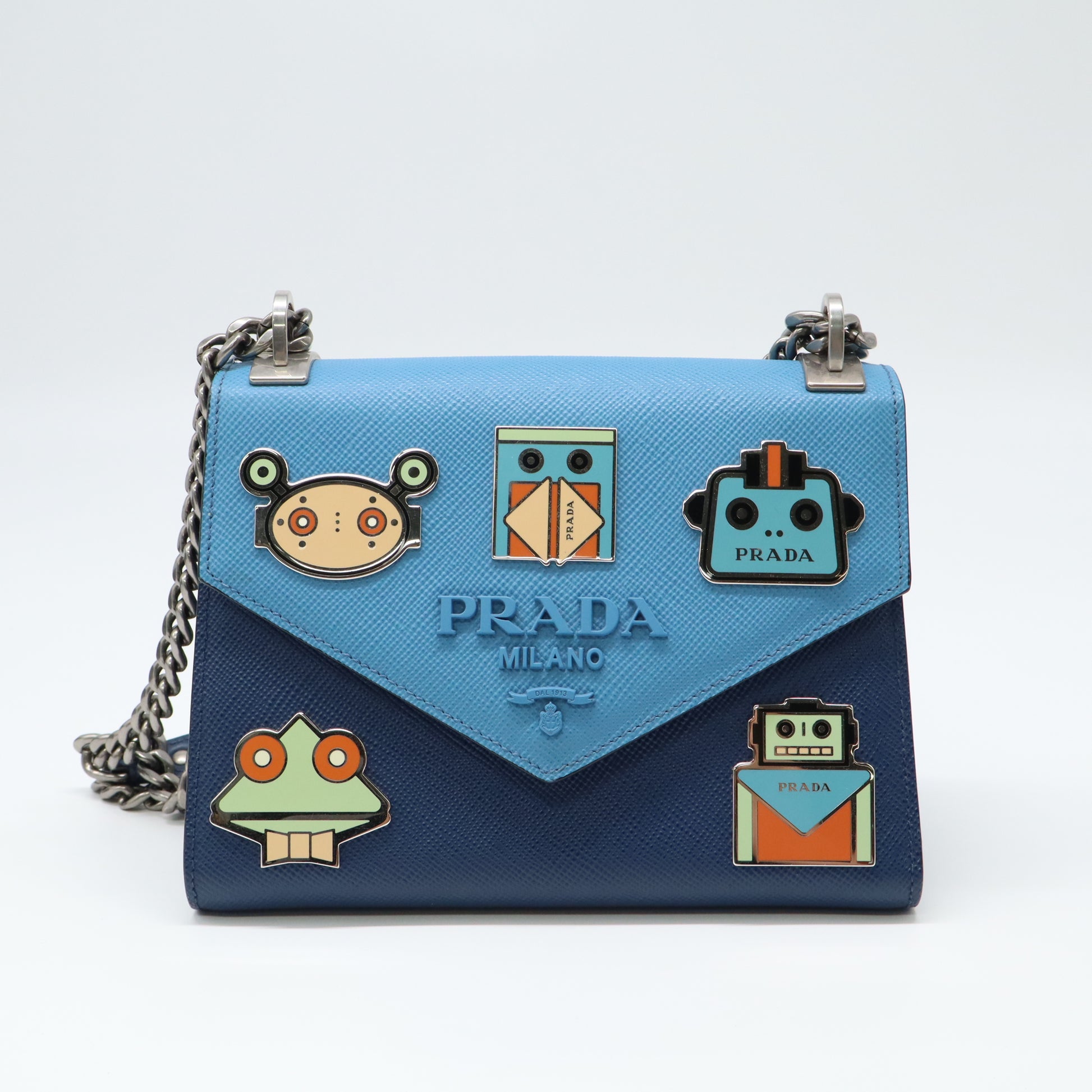 Chain Shoulder Bag Saffiano Leather  Robot Patch Twins LDJ4490
