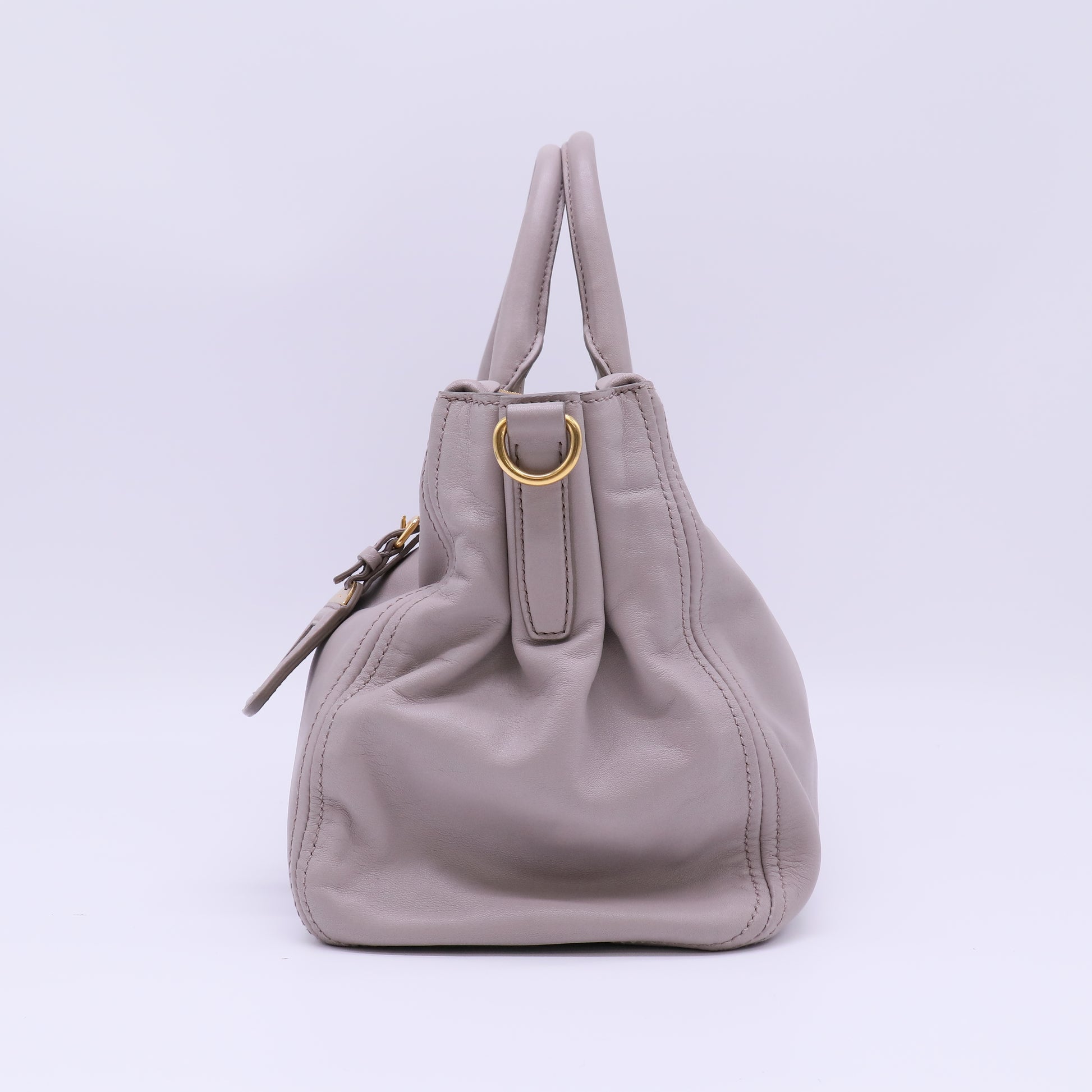 Prada Argilla Vitello Daino Leather Double Zip Tote twins B22574