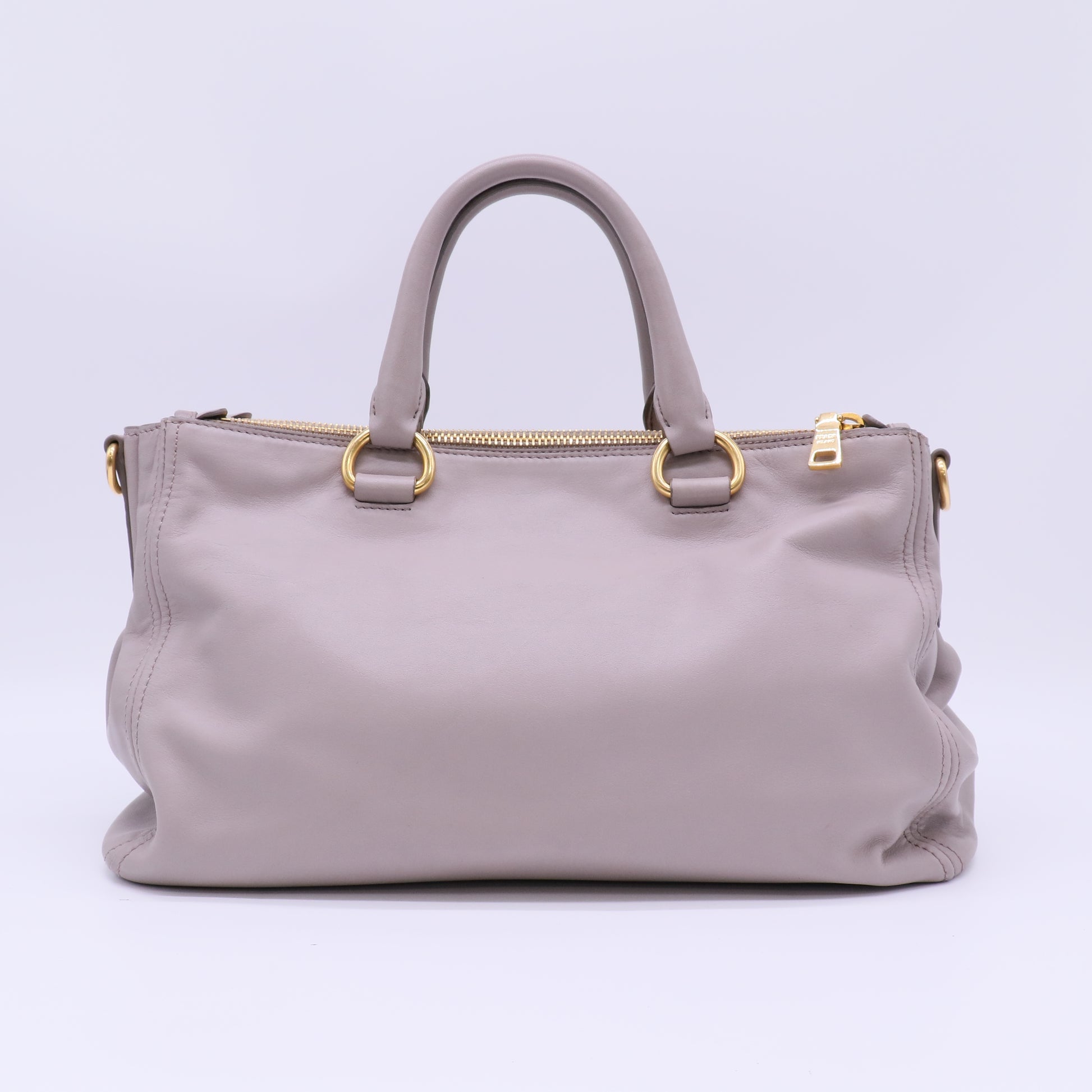 Prada Argilla Vitello Daino Leather Double Zip Tote twins B22574