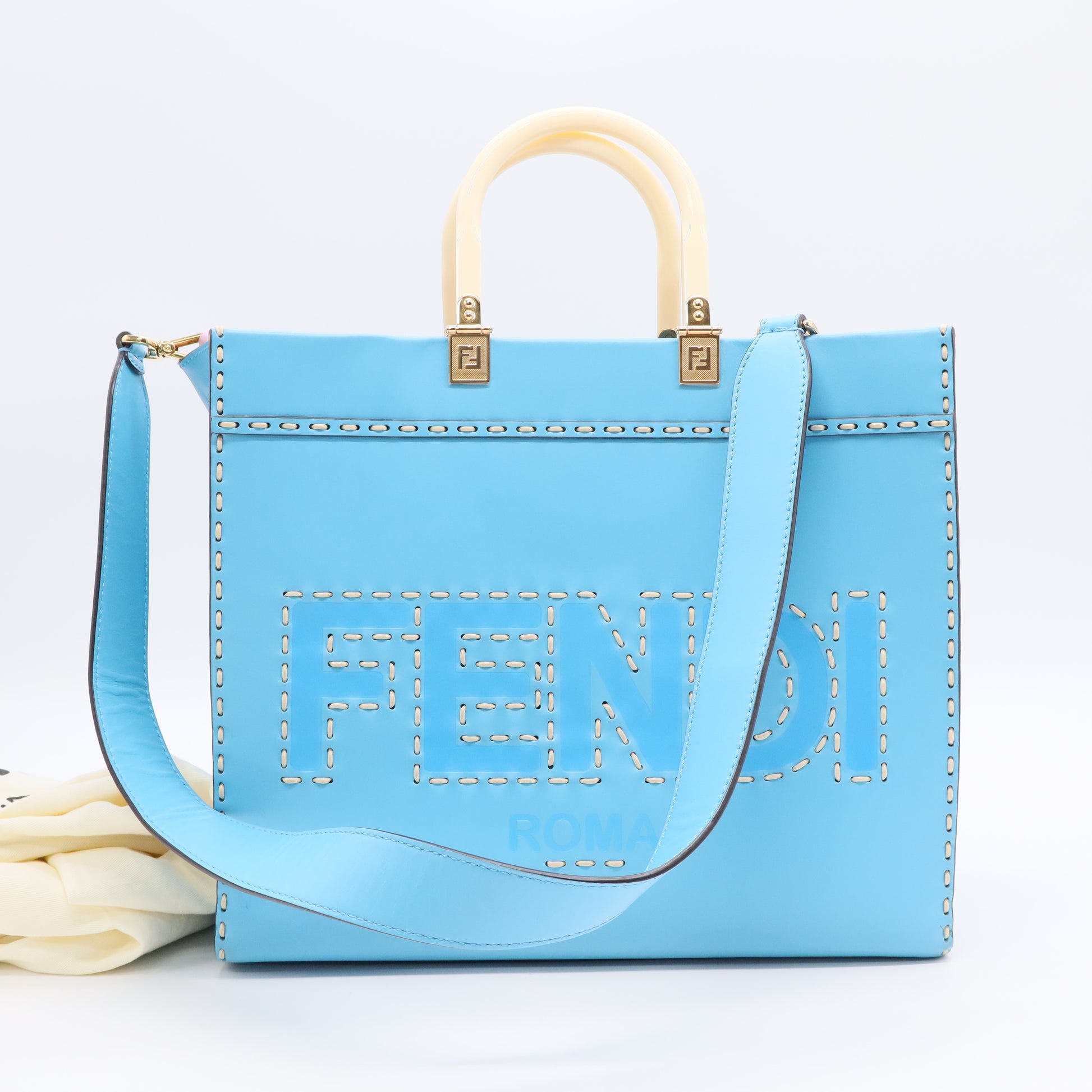 Fendi Sunshine Shopper Tote Leather Medium Twins
