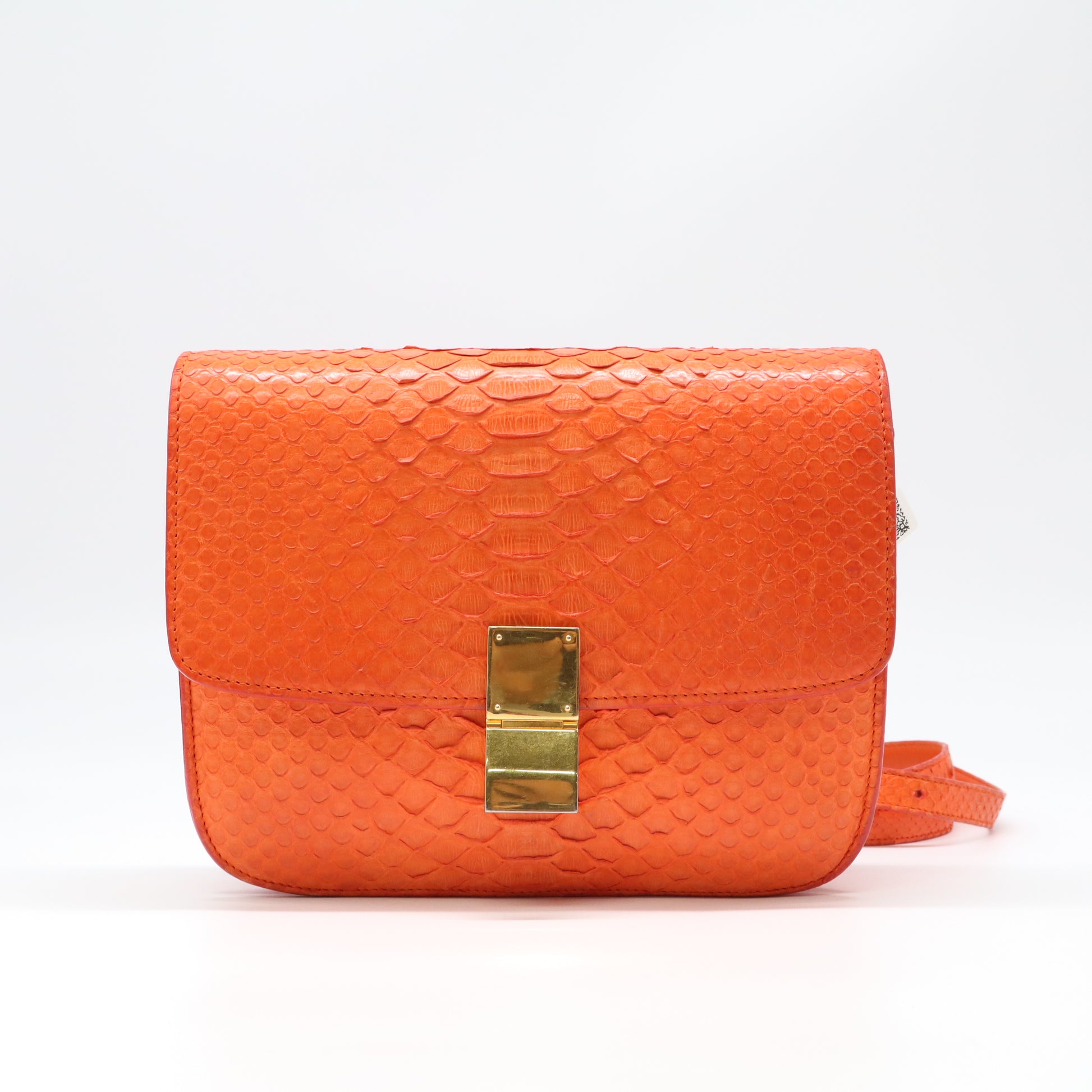 Snakeskin Medium Classic Box Flap Orange Twins LDJ4488