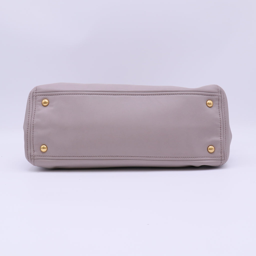 Prada Argilla Vitello Daino Leather Double Zip Tote twins B22574
