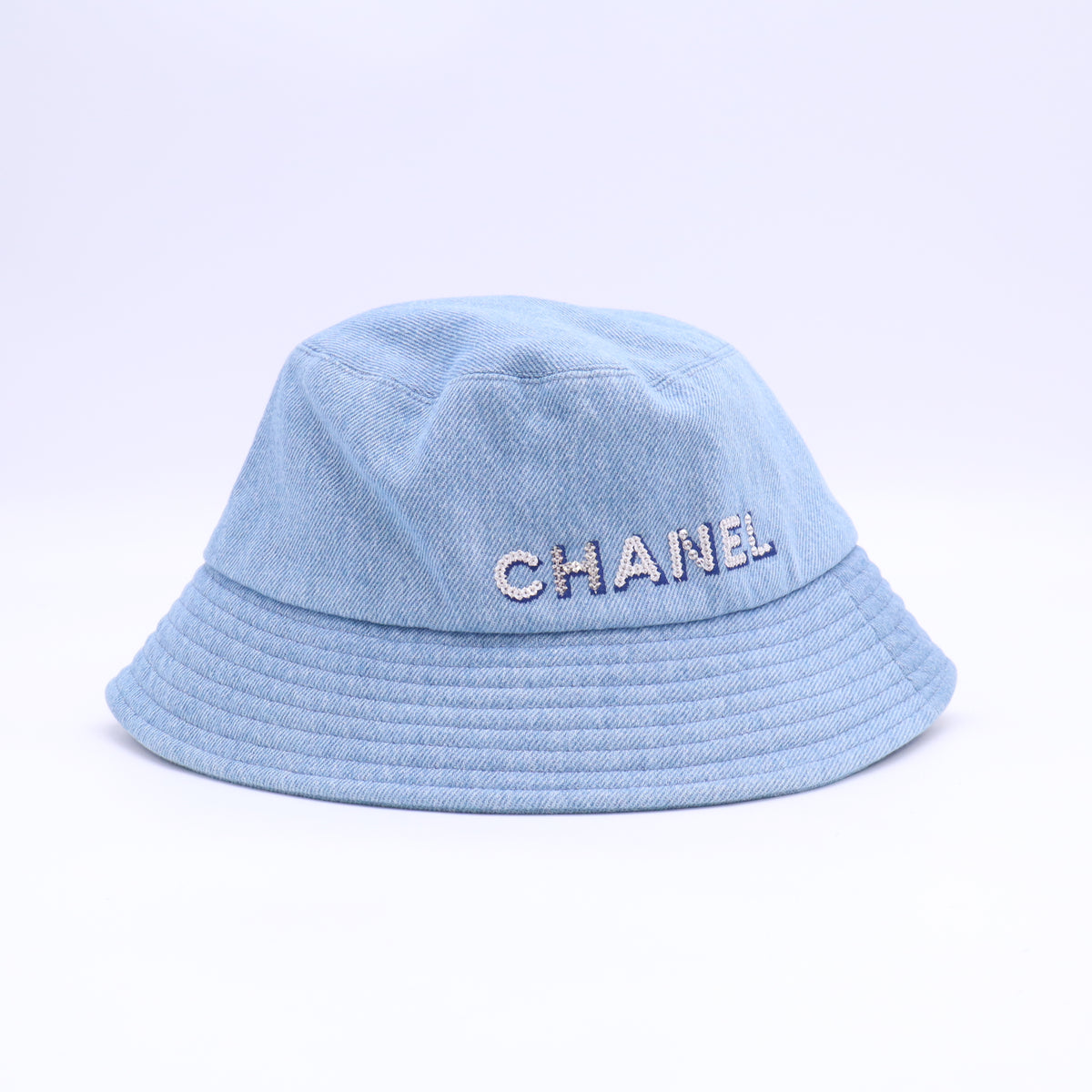 Chanel Sequin Logo Denim Cotton Bucket Hat W23165