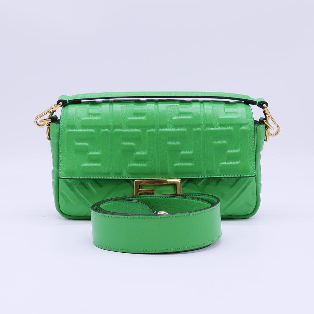 Baguette NM Bag Zucca Embossed Leather Medium Twins B22614