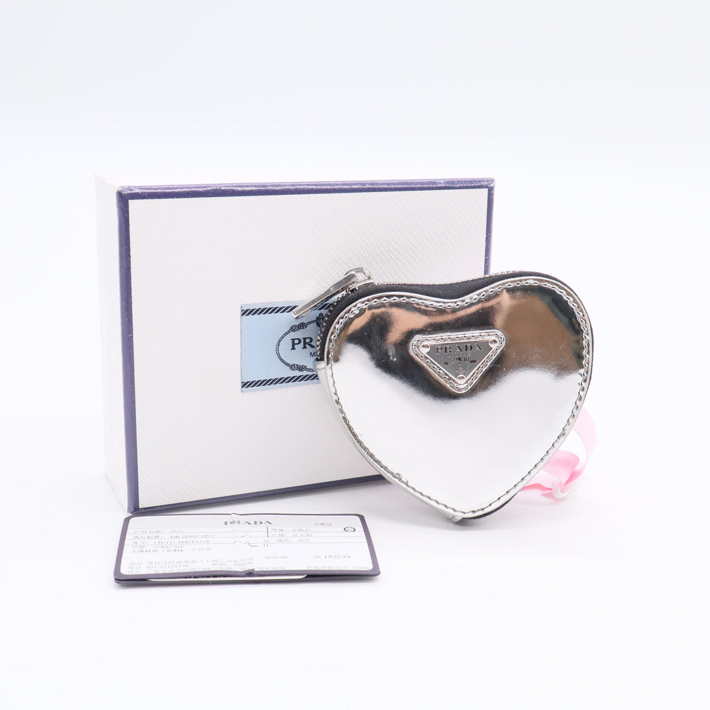 Prada Heart Zip Pouch Spazzolato Leather Mini Twins