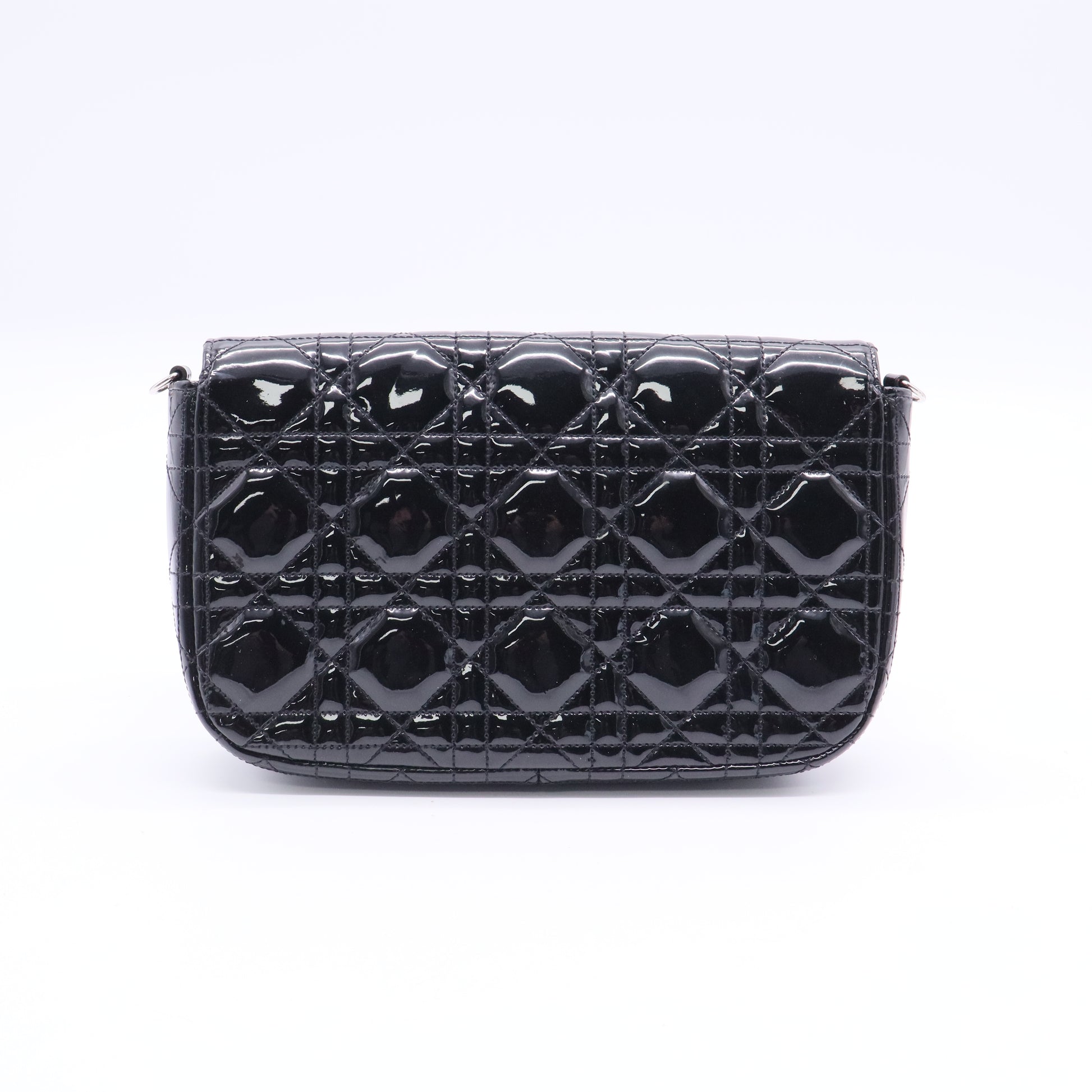 Black Cannage Quilted Patent Leather Miss Dior Promenade Crossbody Clutch Bag Twins