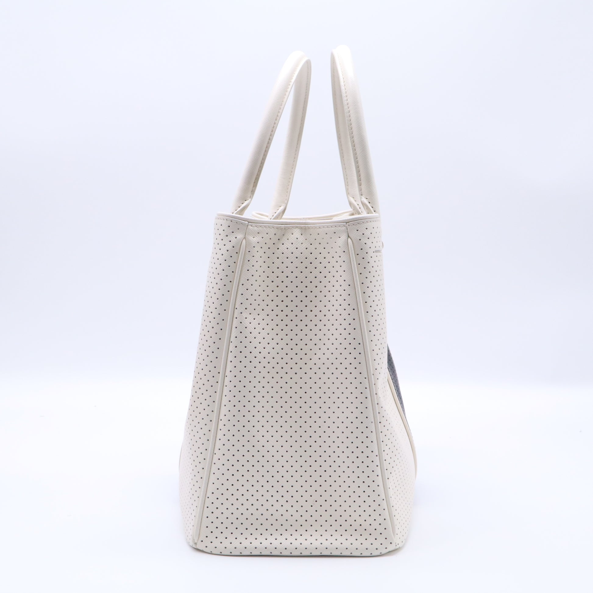 Prada Bicolor Perforated Saffiano Lux Leather Medium Twins B22169