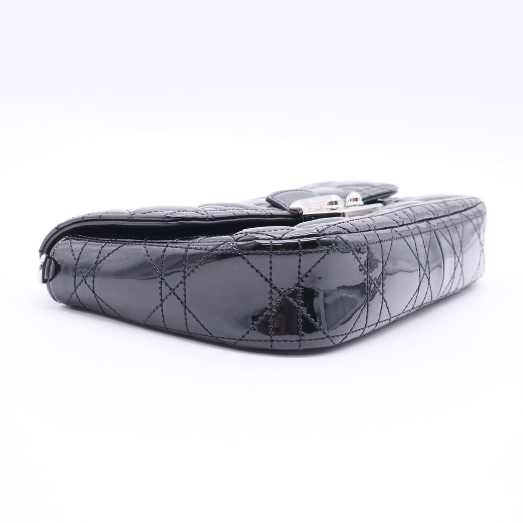 Black Cannage Quilted Patent Leather Miss Dior Promenade Crossbody Clutch Bag Twins