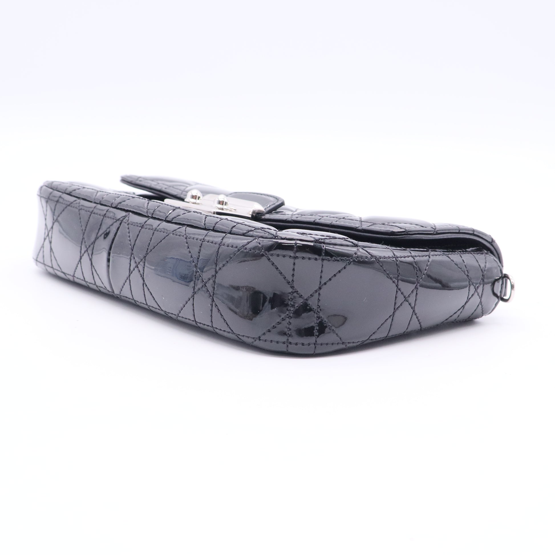 Black Cannage Quilted Patent Leather Miss Dior Promenade Crossbody Clutch Bag Twins
