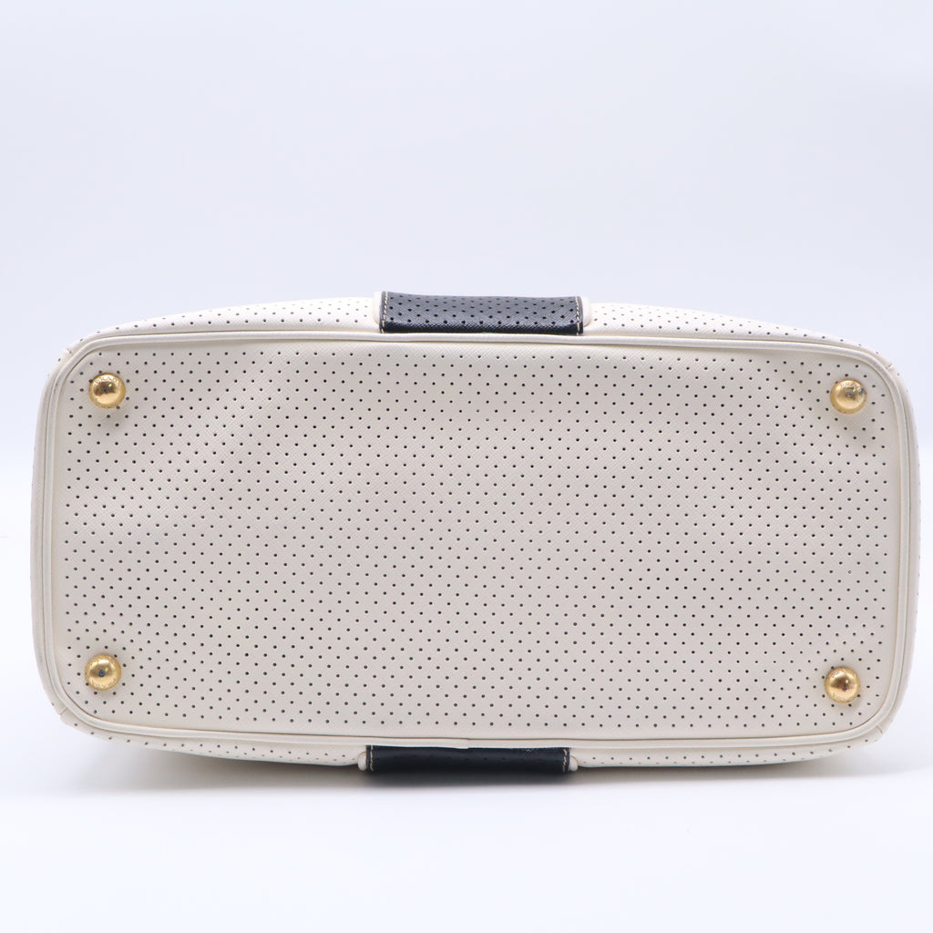 Prada Bicolor Perforated Saffiano Lux Leather Medium Twins B22169