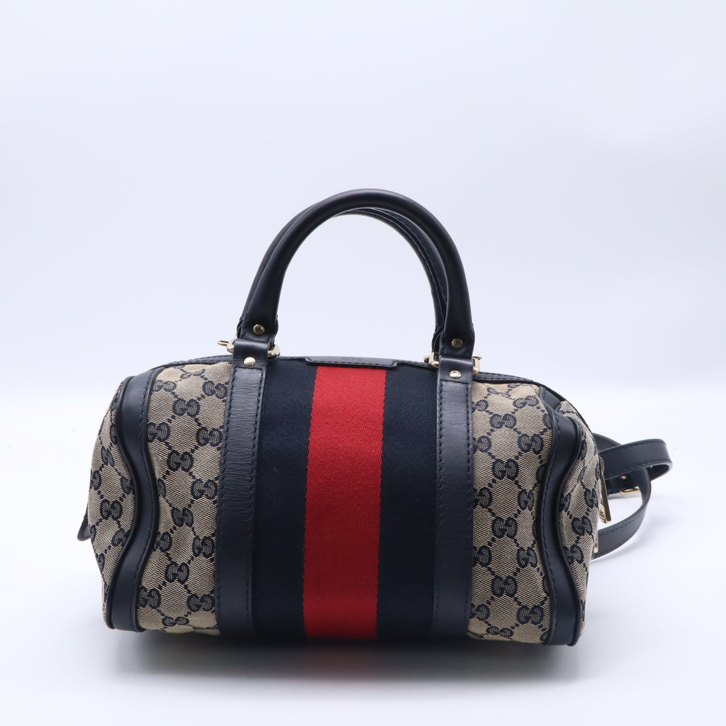 Gucci GG Canvas Vintage Web Small Joy Boston Bag w/ Long Strap B22324