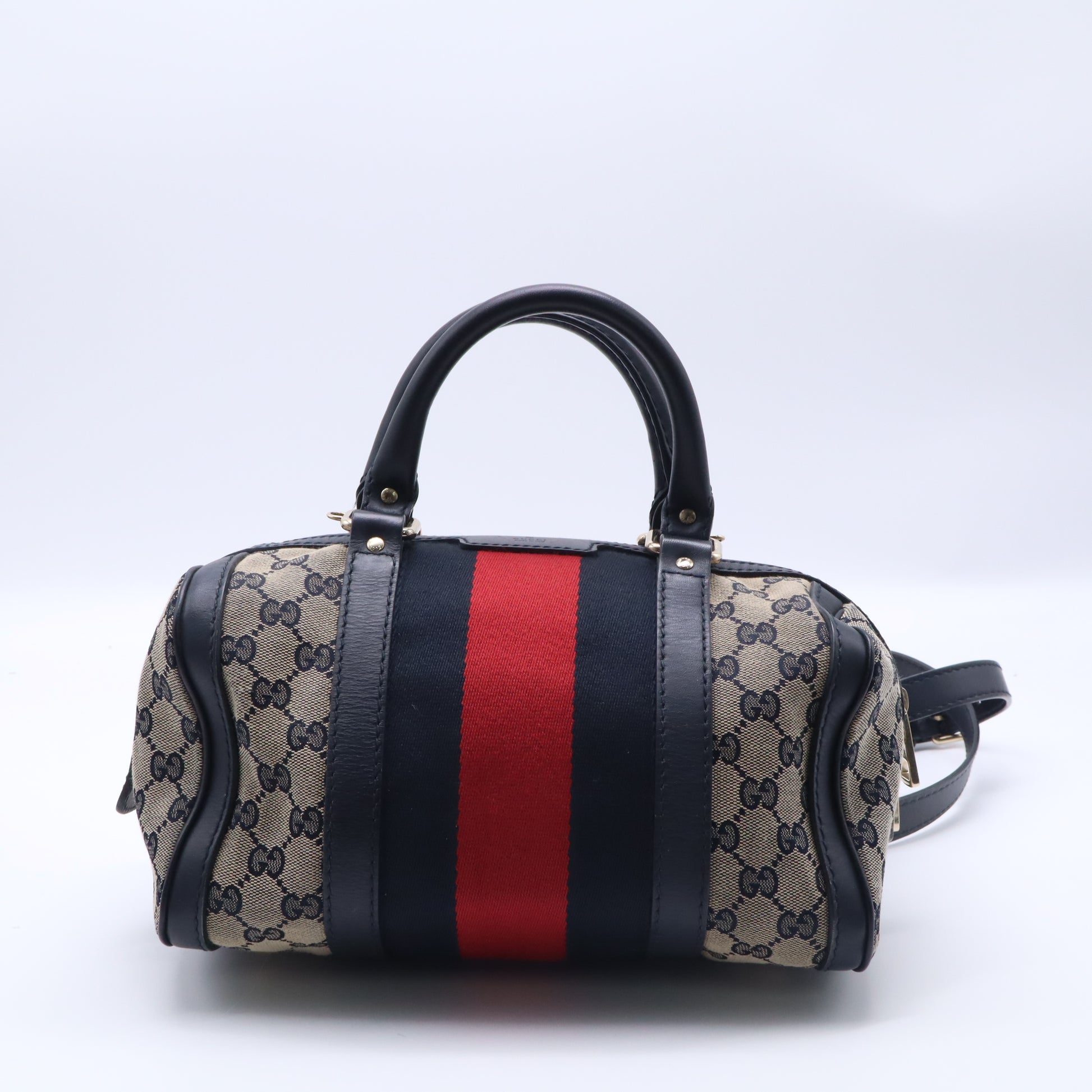 Gucci GG Canvas Vintage Web Small Joy Boston Bag w/ Long Strap B22324