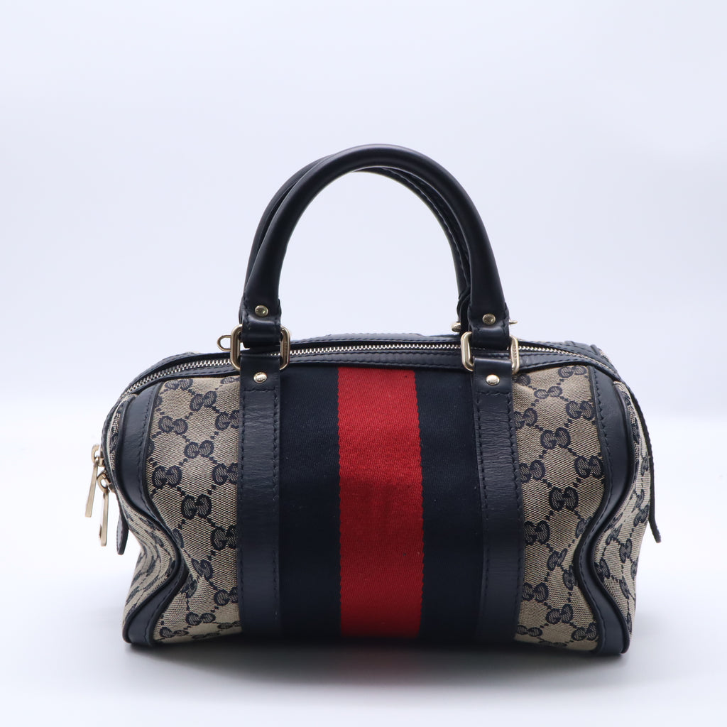 Gucci GG Canvas Vintage Web Small Joy Boston Bag w/ Long Strap B22324
