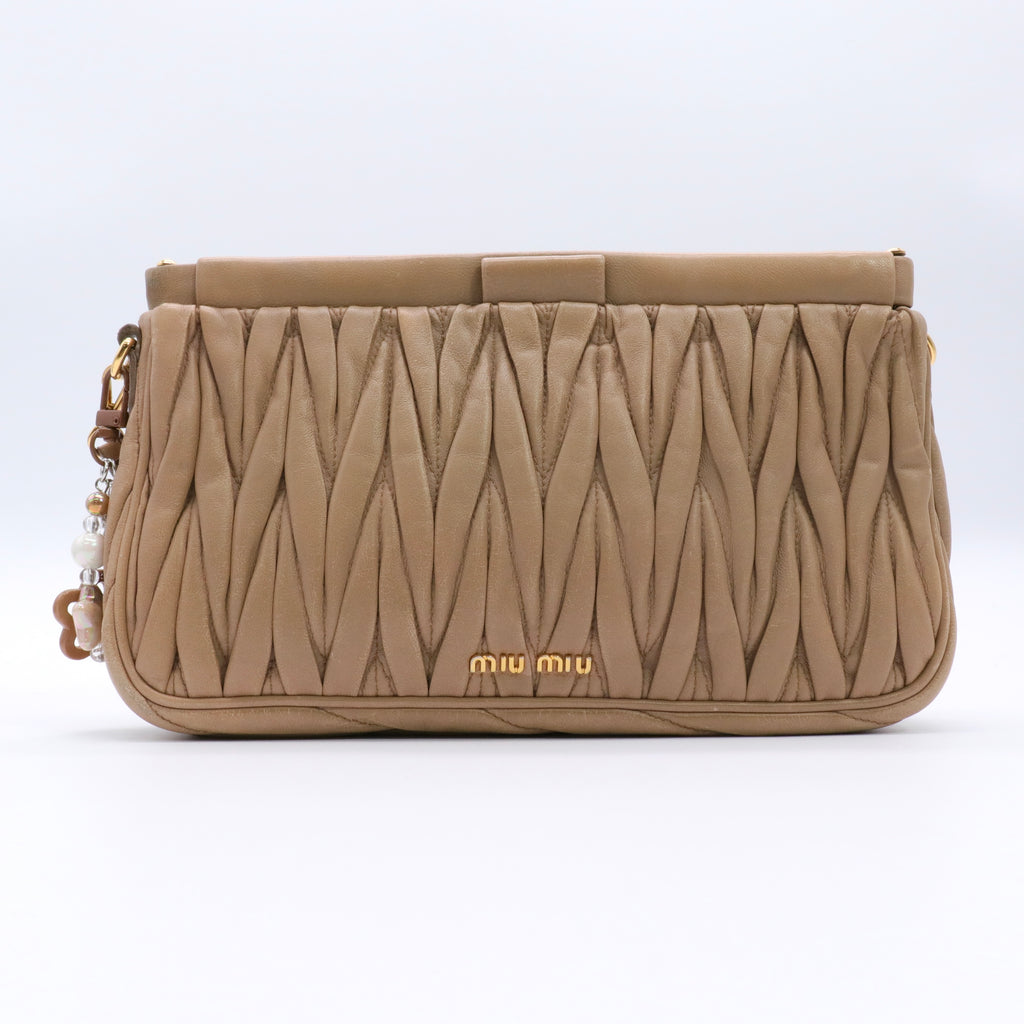 Nappa Matelasse Crossbody Clutch Cammeo twins