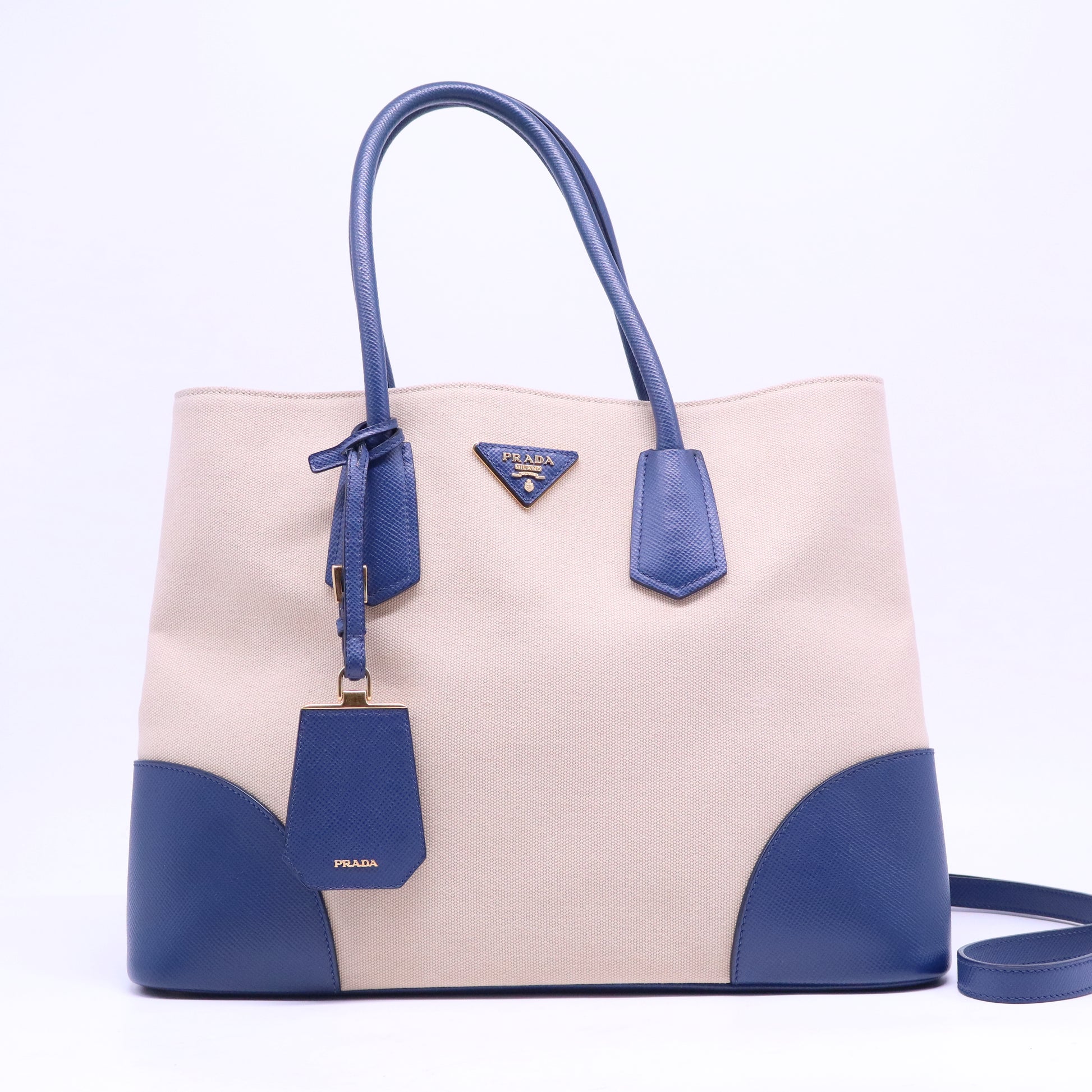 Cuir Double Tote Canvas and Saffiano Leather Medium B20363