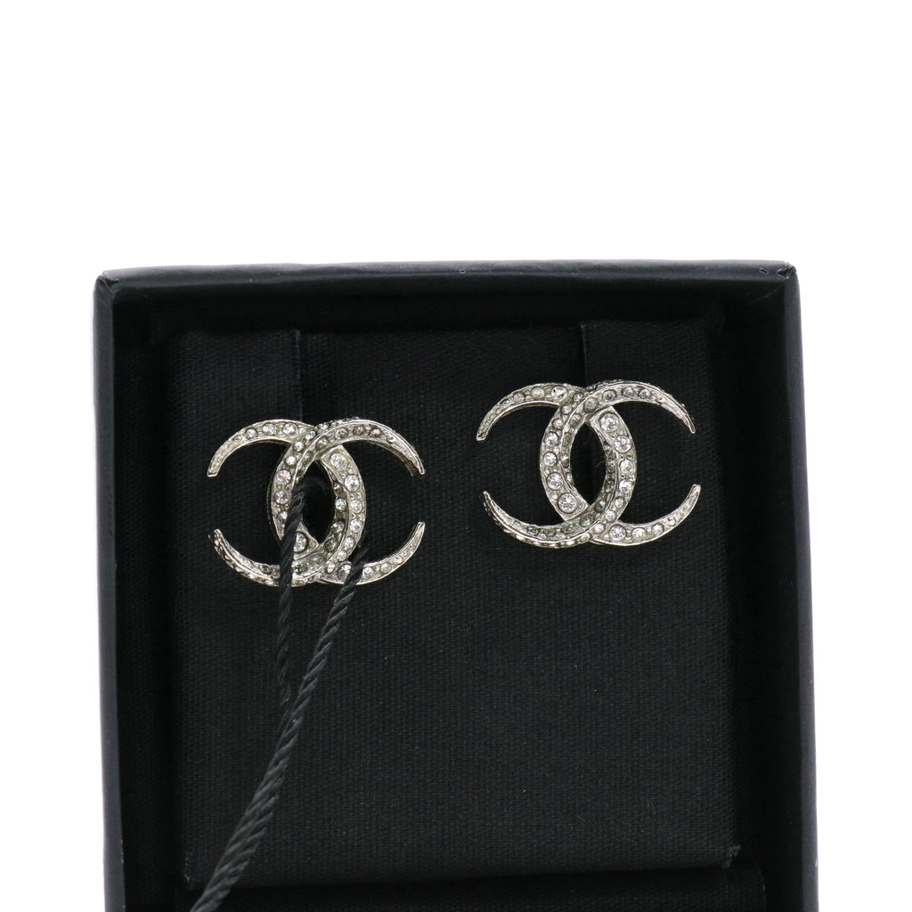 Crystal CC Moon Earrings Silver