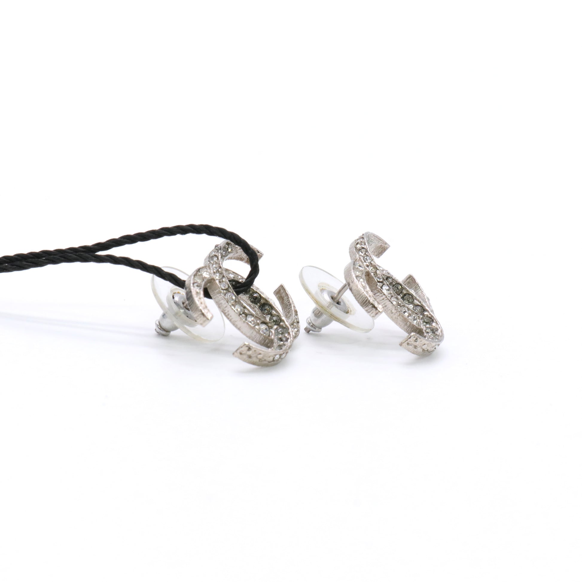 Crystal CC Moon Earrings Silver