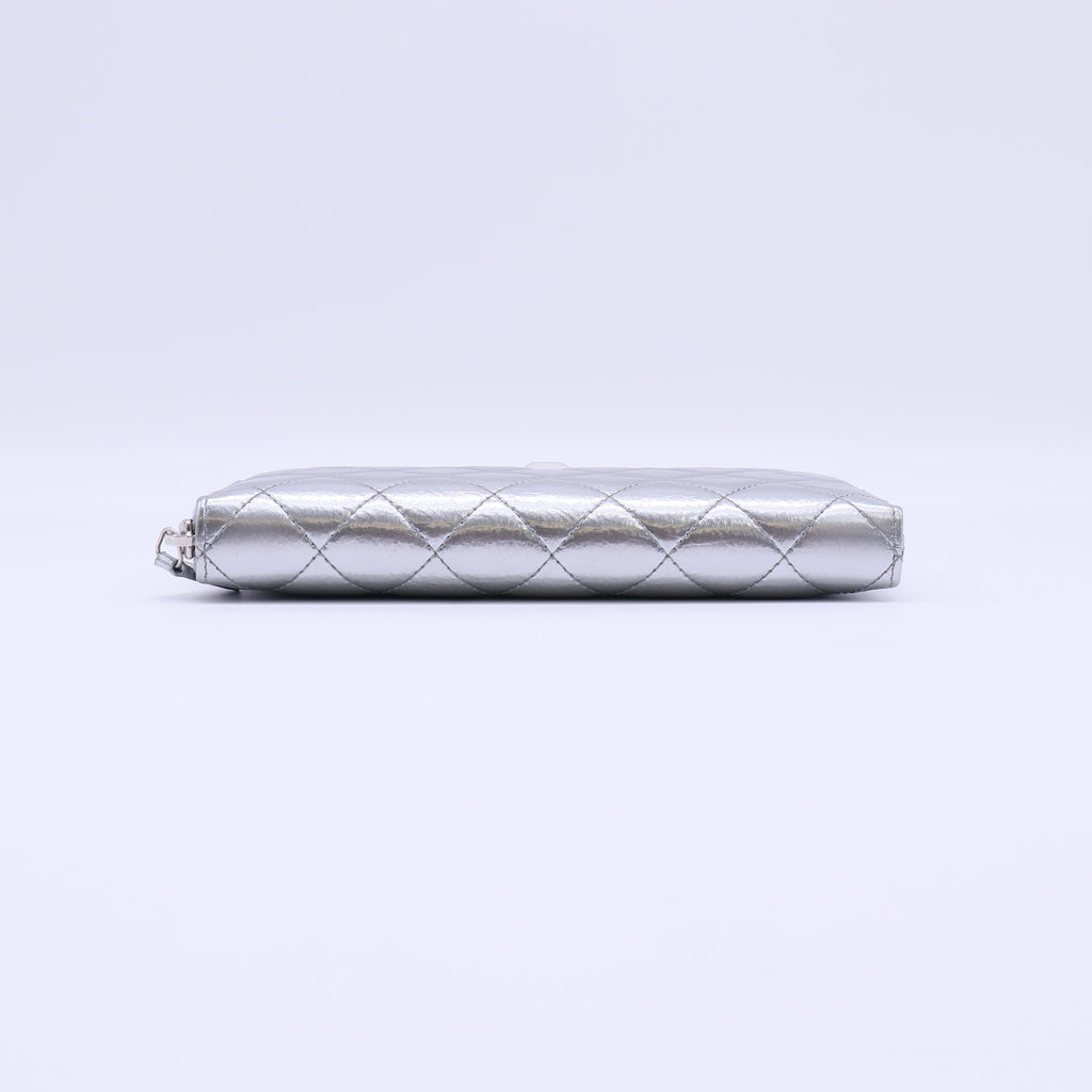 Chanel Metallic Quilted Zip Around Long Wallet W21398