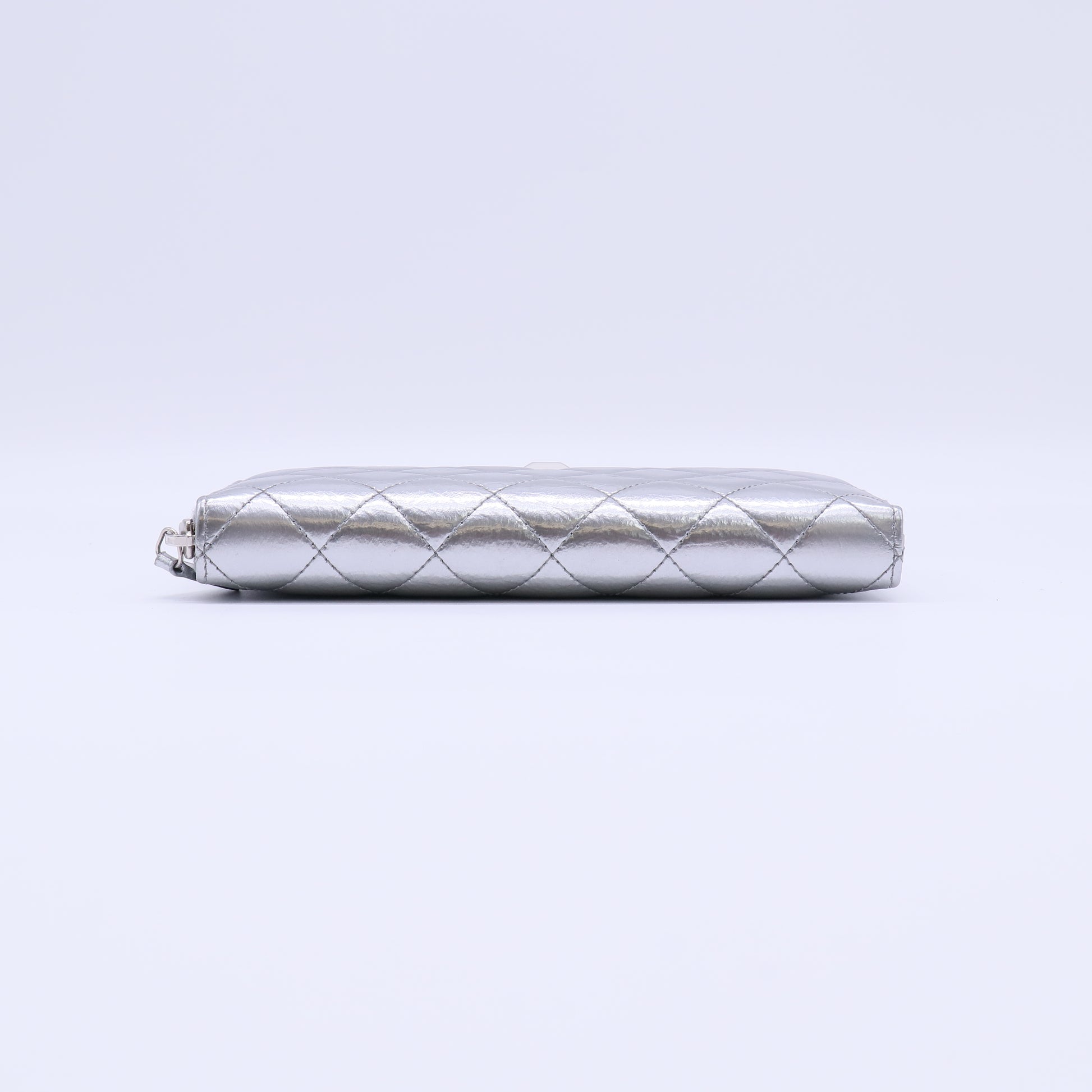 Chanel Metallic Quilted Zip Around Long Wallet W21398