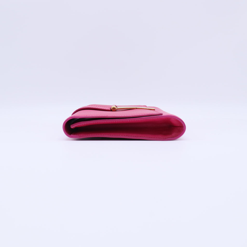 Saint Laurent Textured Calfskin Chyc Ligne Clutch Fuchsia twins W21062