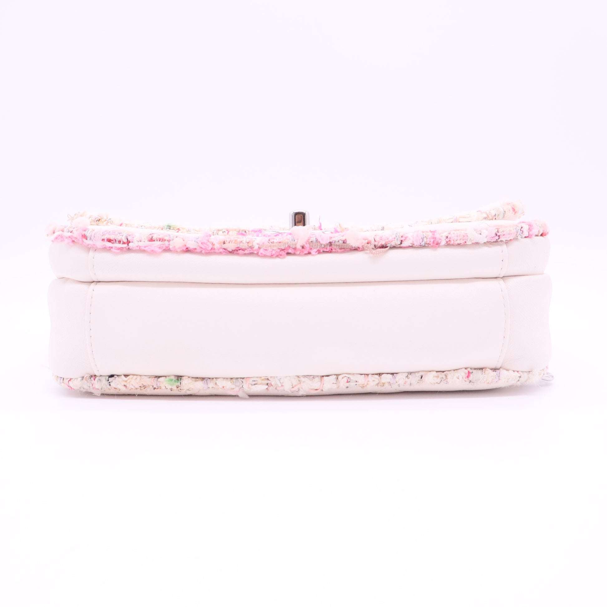 Elegant Trim Single Flap Bag Quilted Lambskin with Tweed