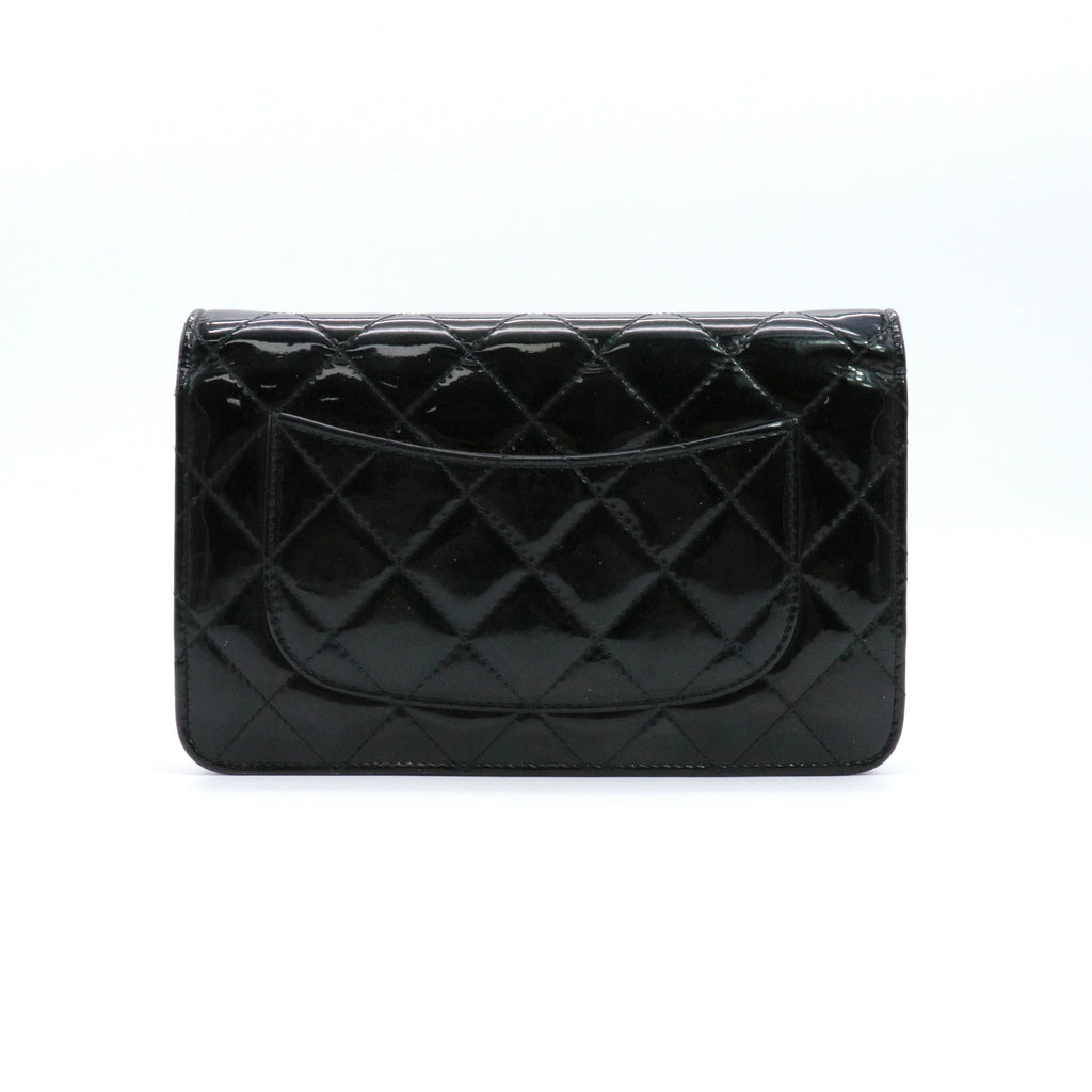 Classic Patent Leather Quilted Flap Wallet Twins