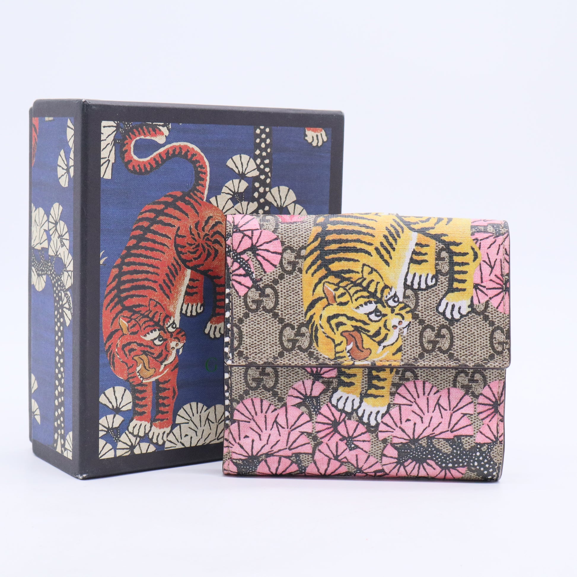 GG Supreme Monogram Bengal Tiger Bifold Wallet with Coin Purse W20427