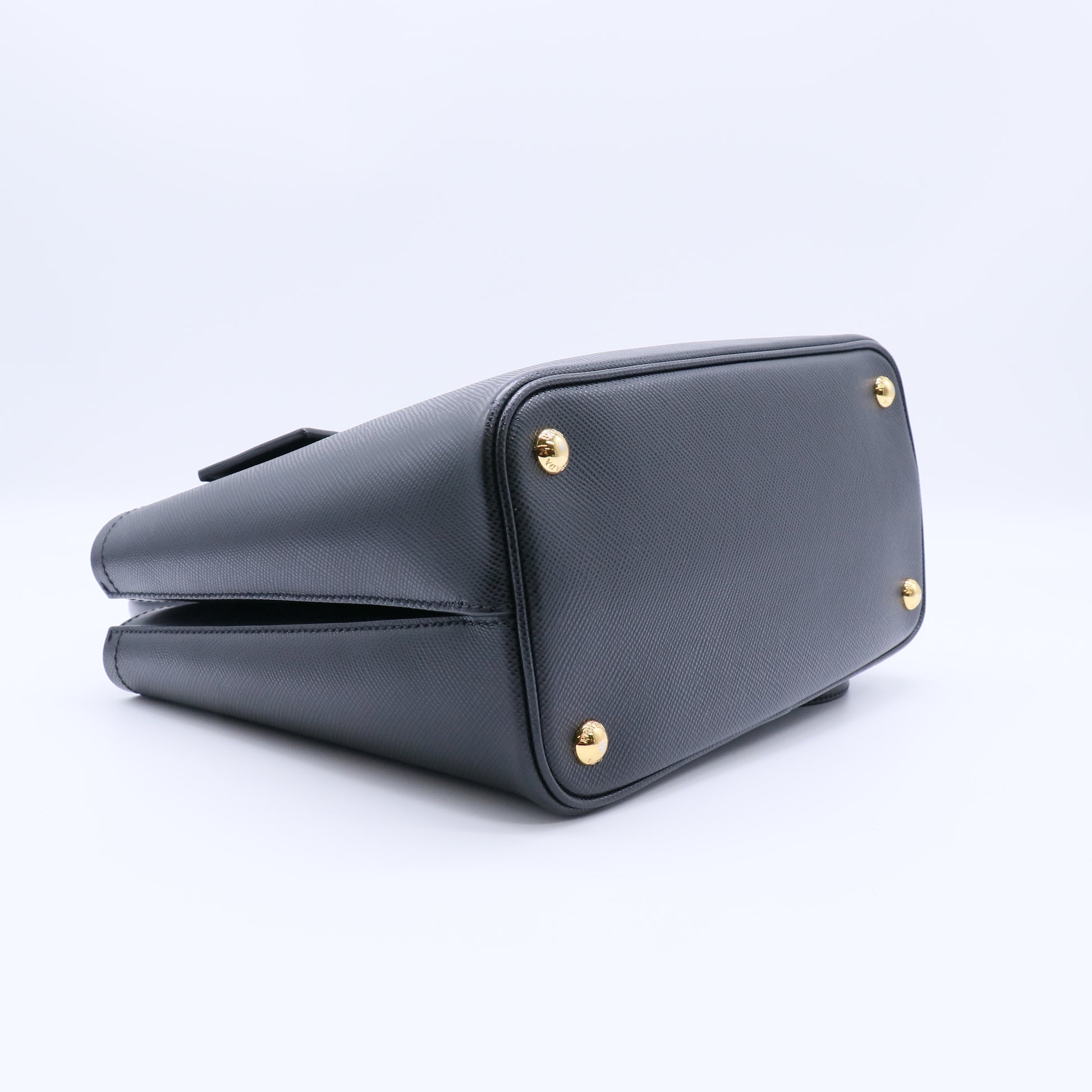 Prada Saffiano Cuir Medium Panier Bucket Bag Black Fuoco Twins LDJ4265