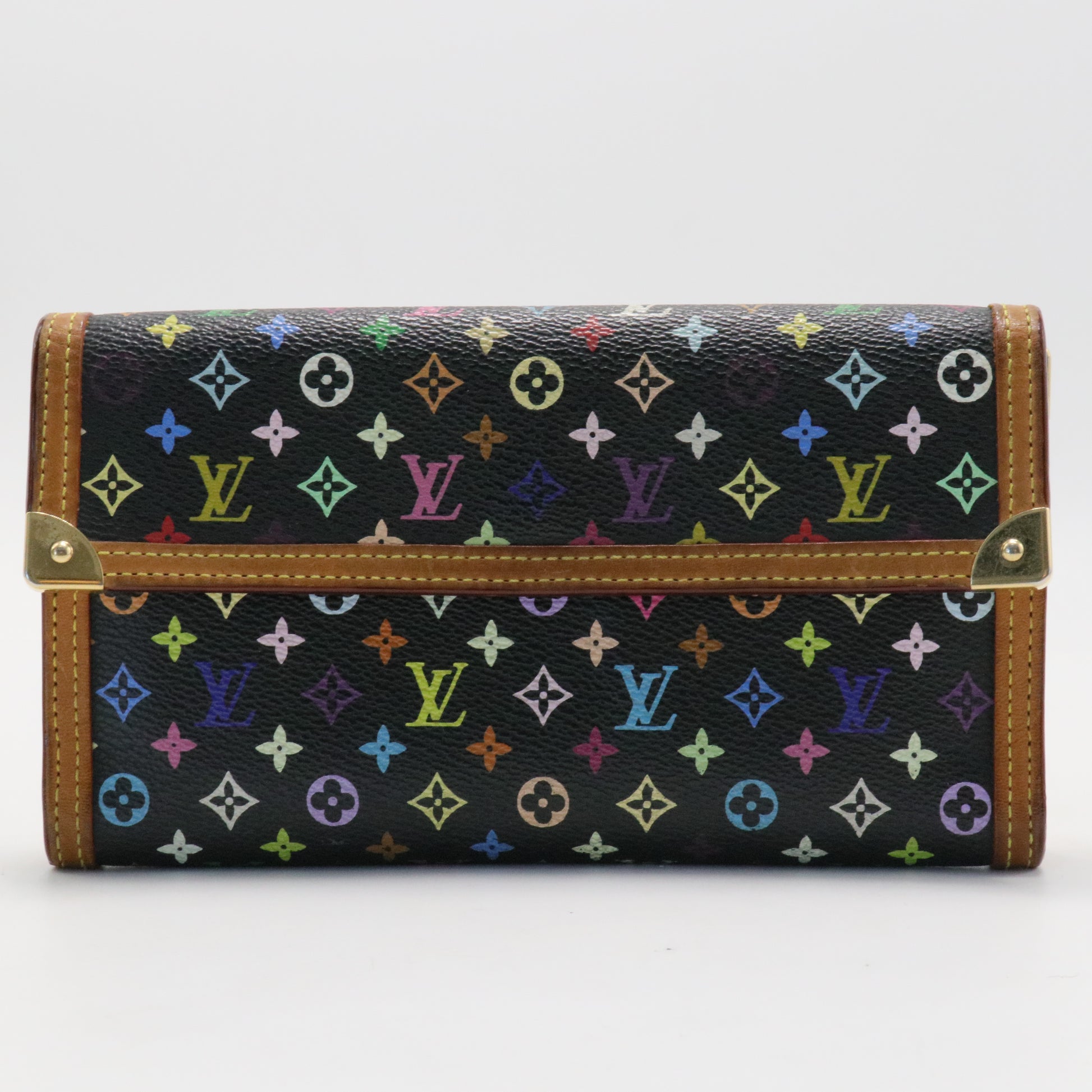 Black/Multicolor Monogram Canvas Porte Tresor International Wallet