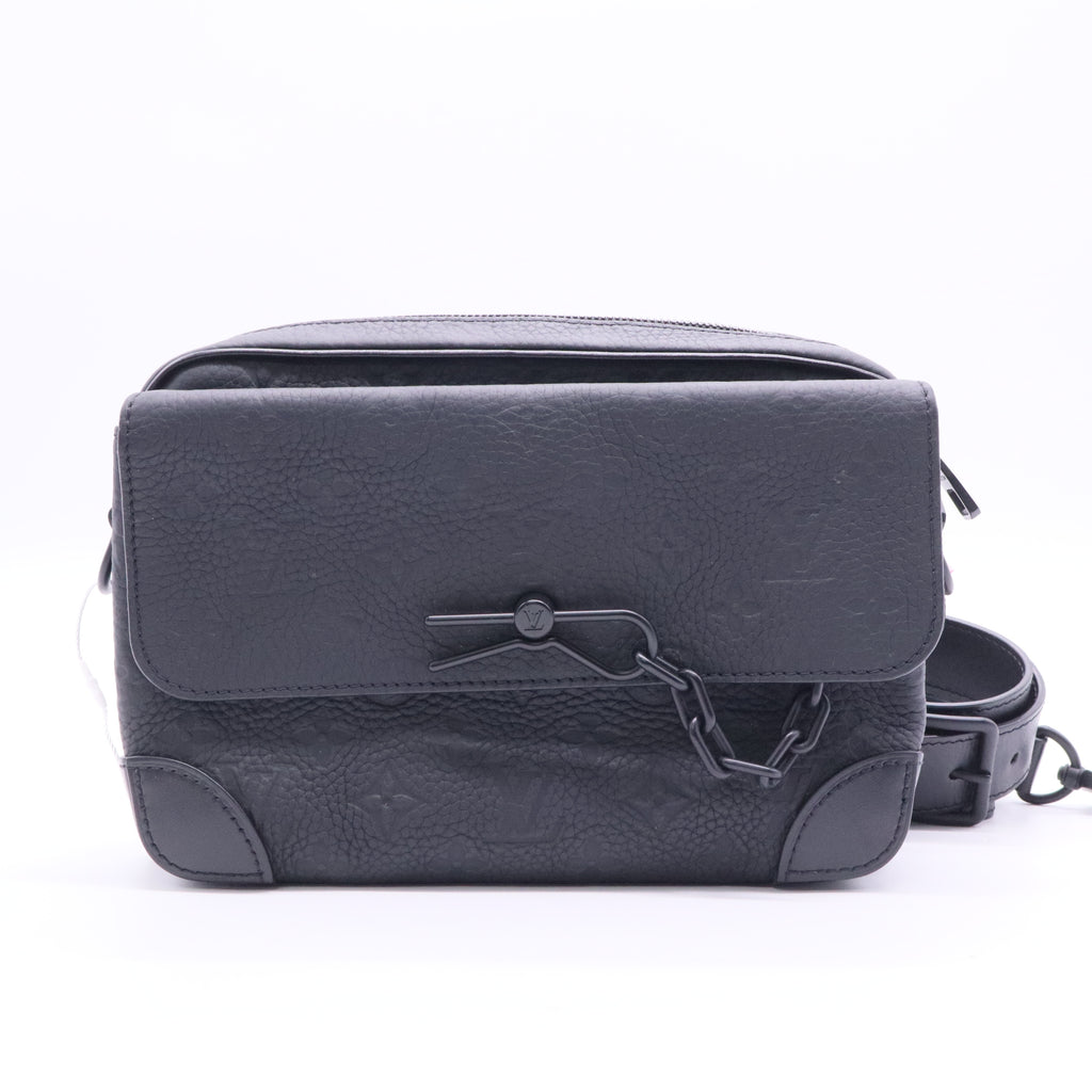 Louis Vuitton Steamer Wearable Wallet Black Monogram Leather Crossbody Bag J2189 twins
