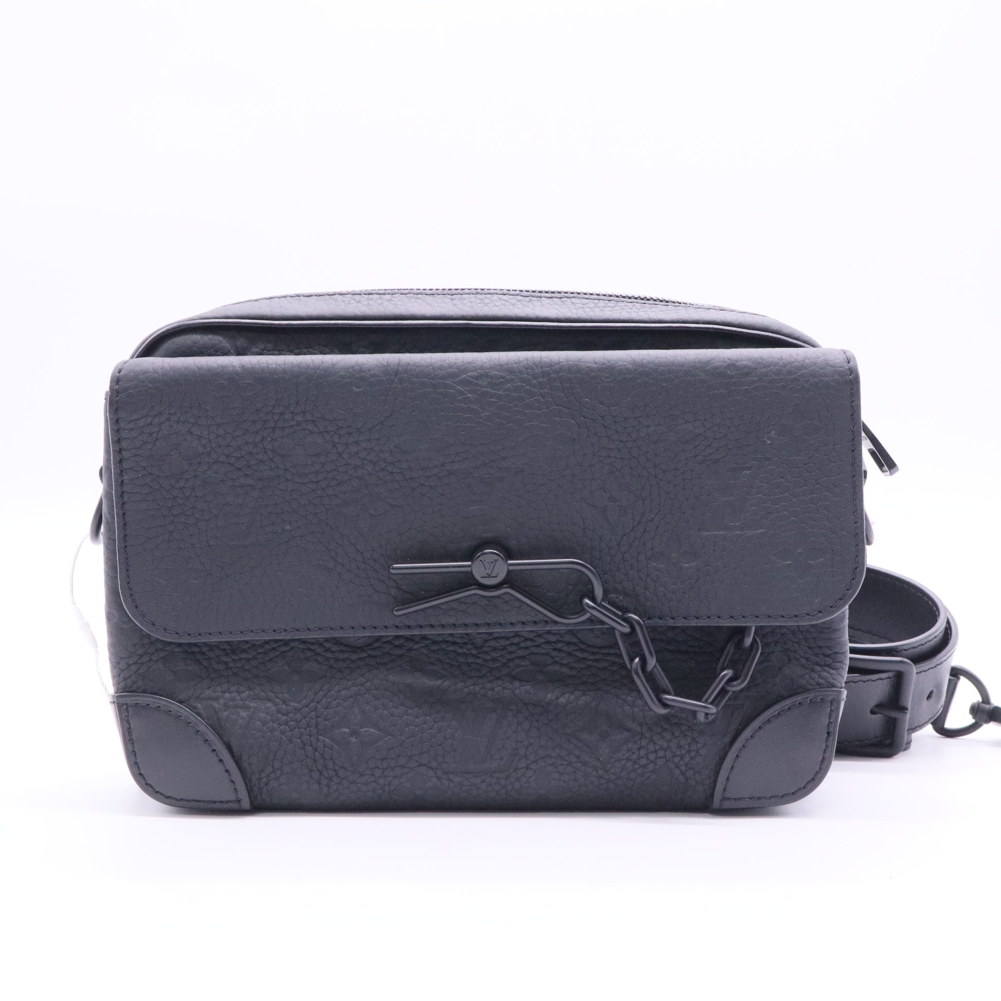 Louis Vuitton Steamer Wearable Wallet Black Monogram Leather Crossbody Bag J2189 twins