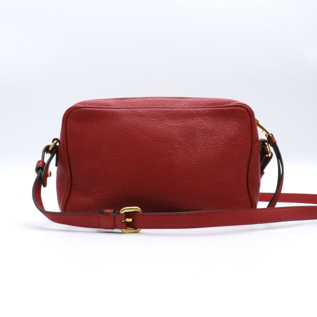 Burgundy Leather Double Zip Camera Crossbody Bag Twins