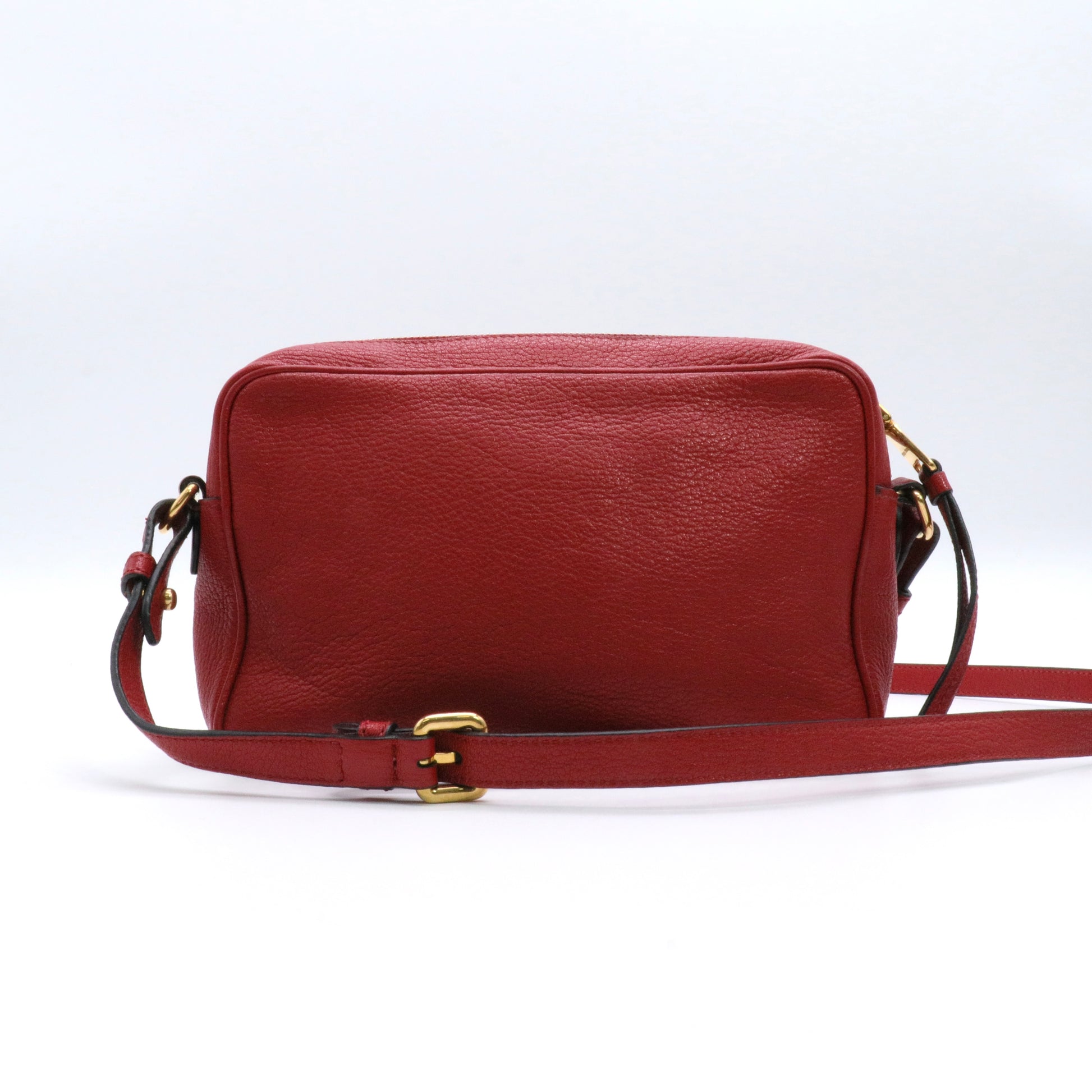 Burgundy Leather Double Zip Camera Crossbody Bag Twins