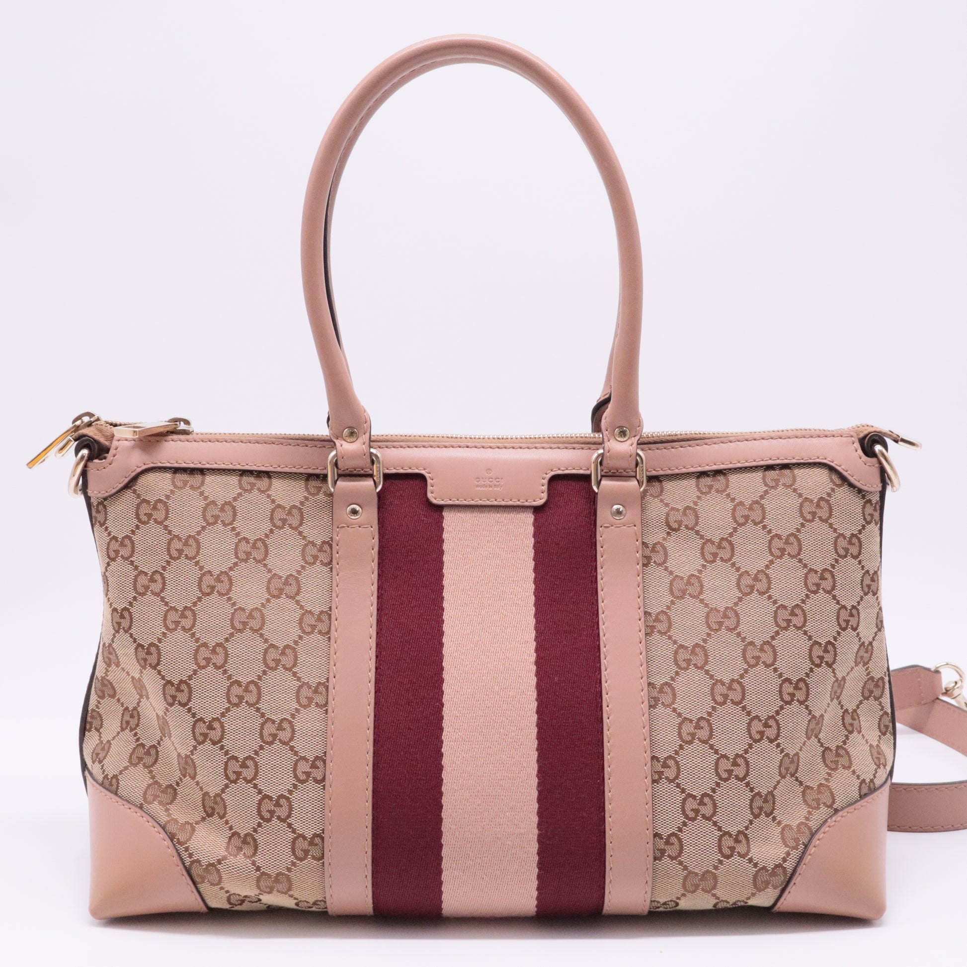 Gucci GG Canvas Web Boston Shoulder Bag Medium