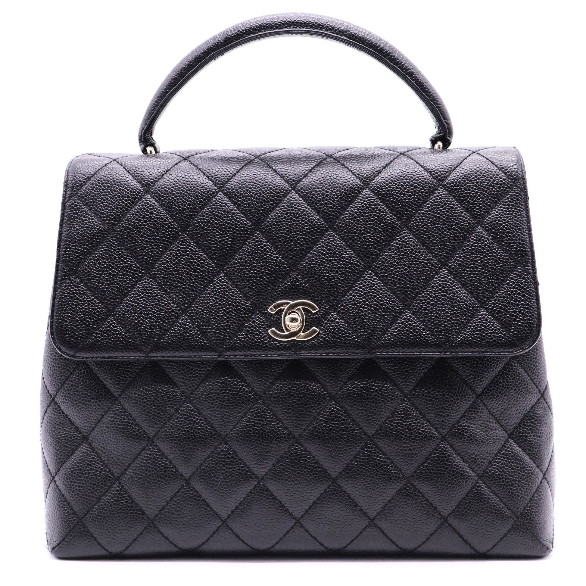 Vintage Classic Top Handle Flap Bag Quilted Caviar Jumbo