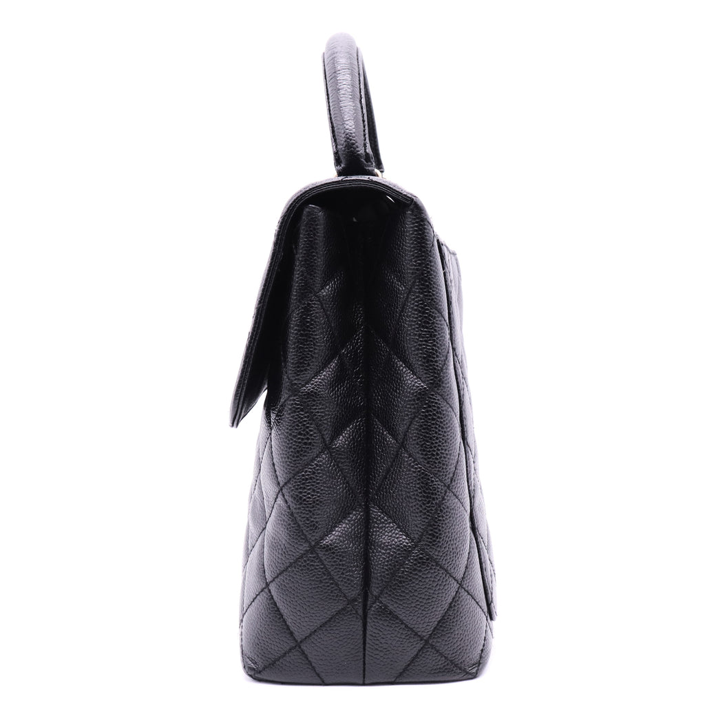 Vintage Classic Top Handle Flap Bag Quilted Caviar Jumbo