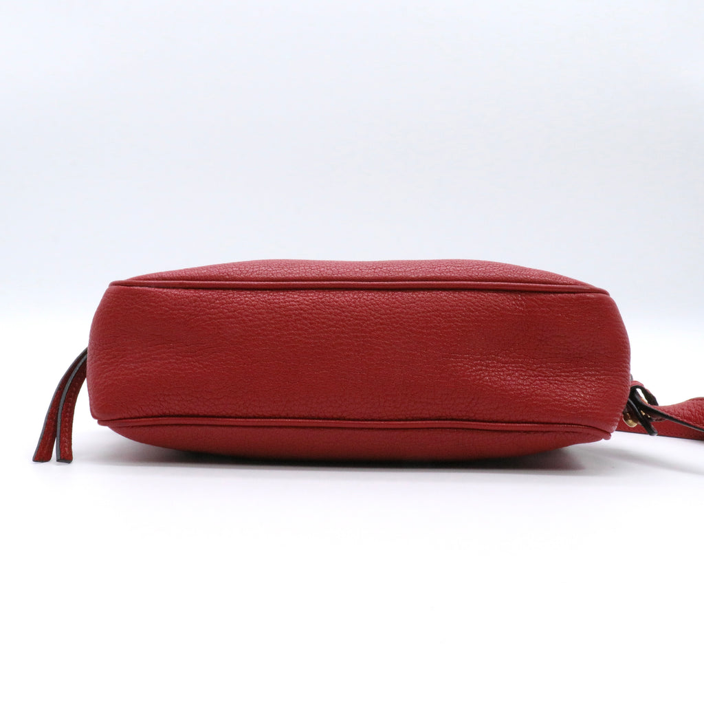 Burgundy Leather Double Zip Camera Crossbody Bag Twins