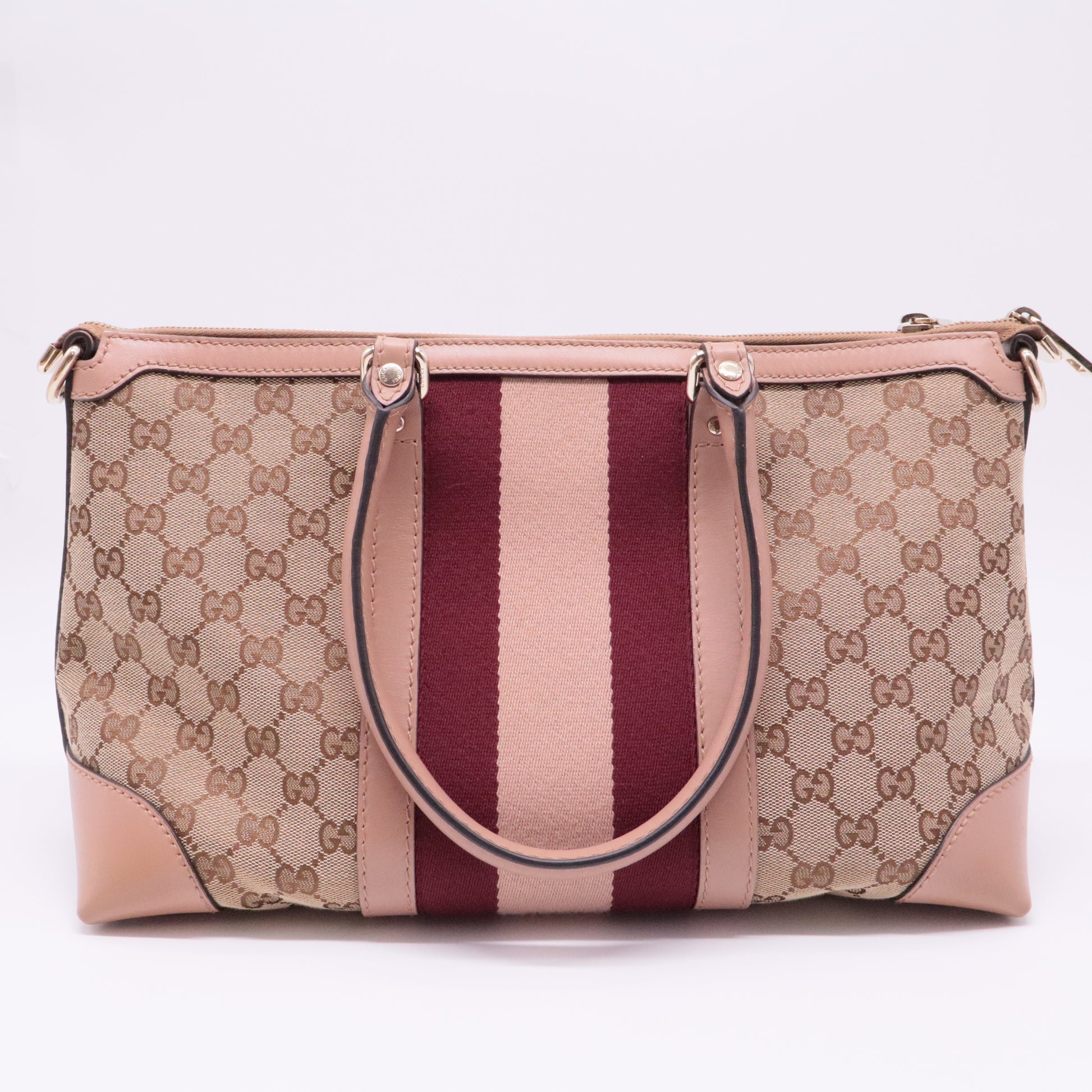 Gucci GG Canvas Web Boston Shoulder Bag Medium