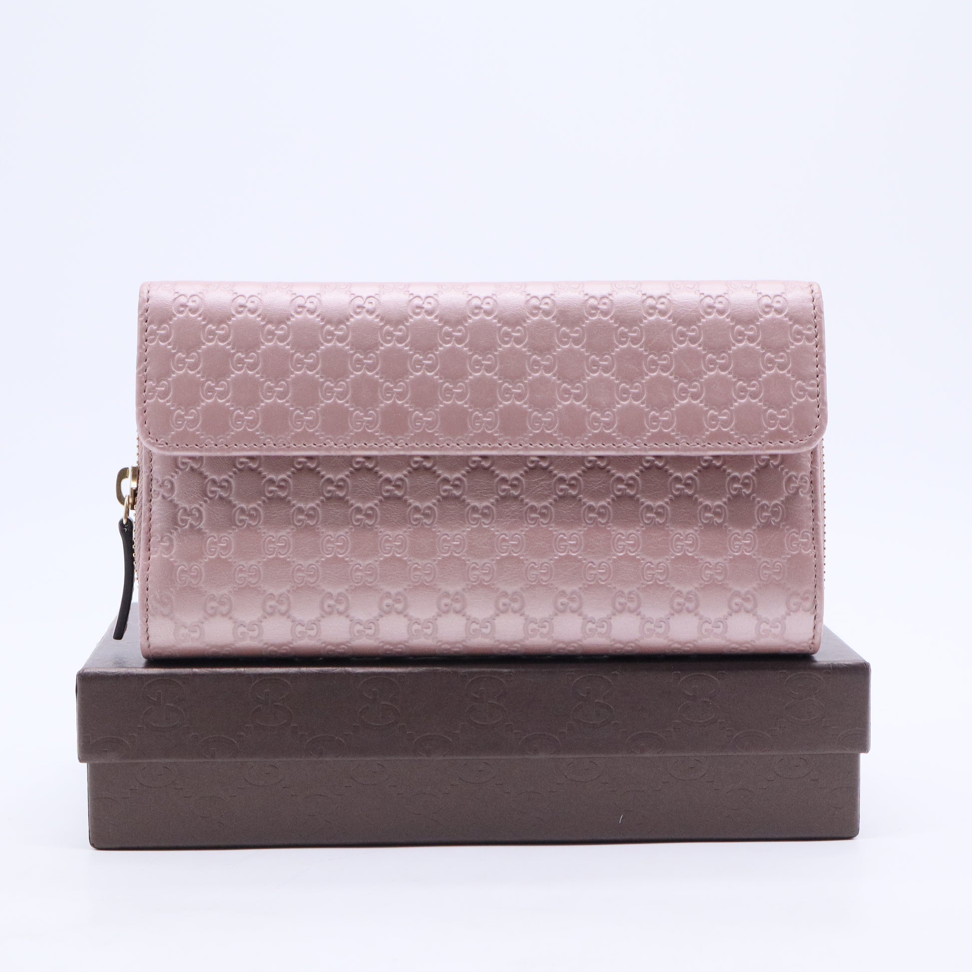 Metallic Pink Microguccissima Leather Continental Wallet W20442